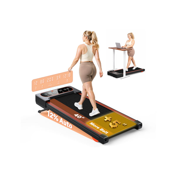 12-Level Auto-Incline Walking Pad with App Control, 300 lb Capacity