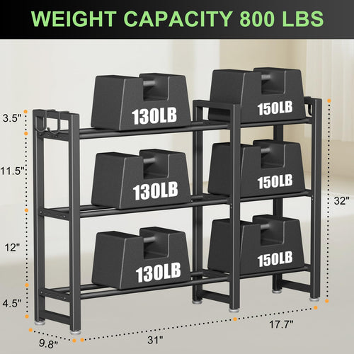 800 lb Heavy-Duty Home Gym Storage Rack with Hooks