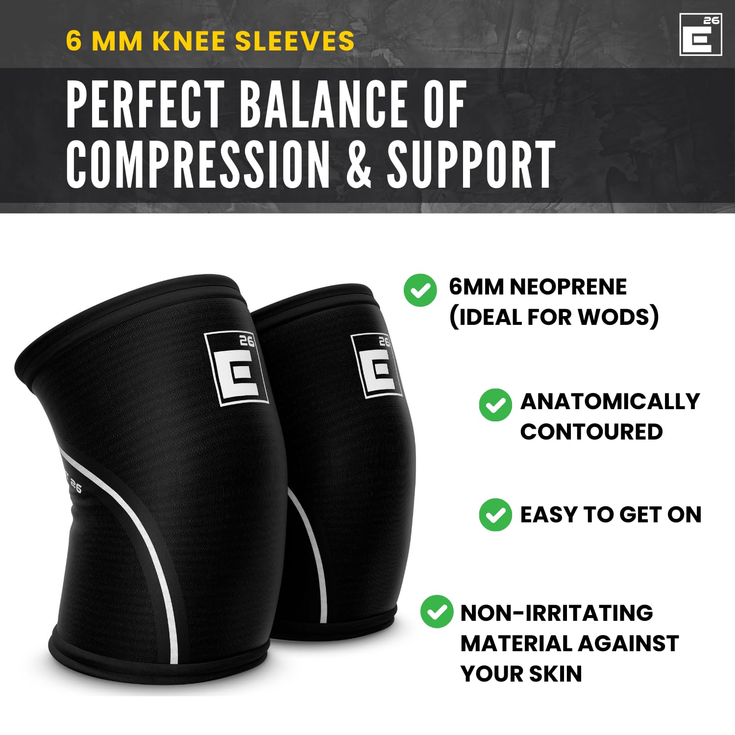 Element 26 Knee Sleeves for Weight Lifting with Gym Bag