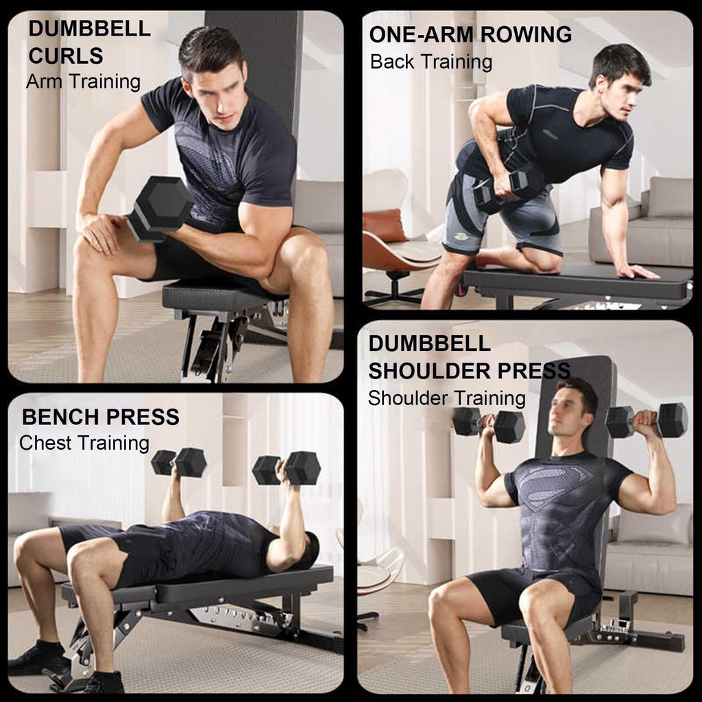 XSLRYH Rubber Coated Hex Dumbbell Weight Set, Strength Training Equipment Set with Anti-Slip Handle and 3-Tier Storage Rack for Home Gym Muscle Building and Full Body Workout