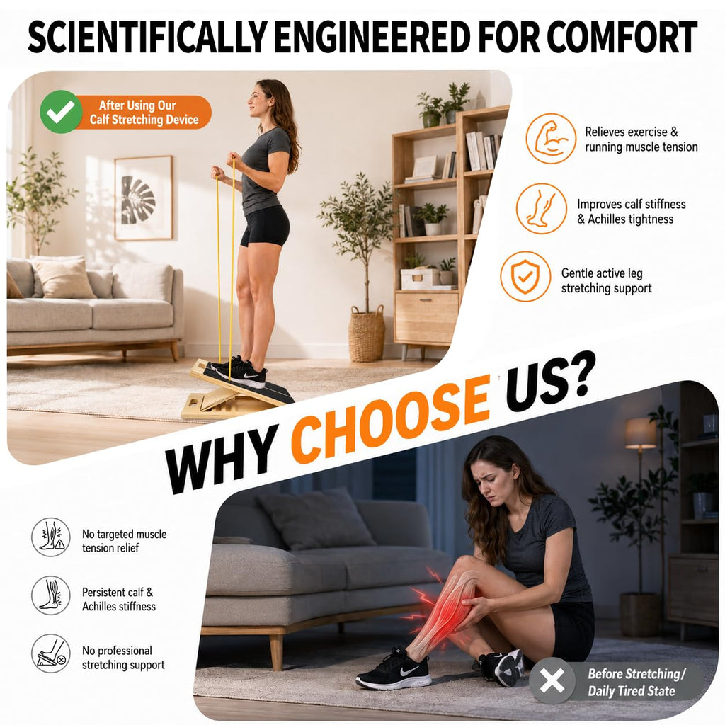 Velour Board Premium Wooden Slant Board, Adjustable Calf Stretcher & Squat Wedge with 5 Incline Angles, Anti-Slip Surface, Supports 550 lbs, Plantar Fasciitis Relief Tool for Home Gym & Office