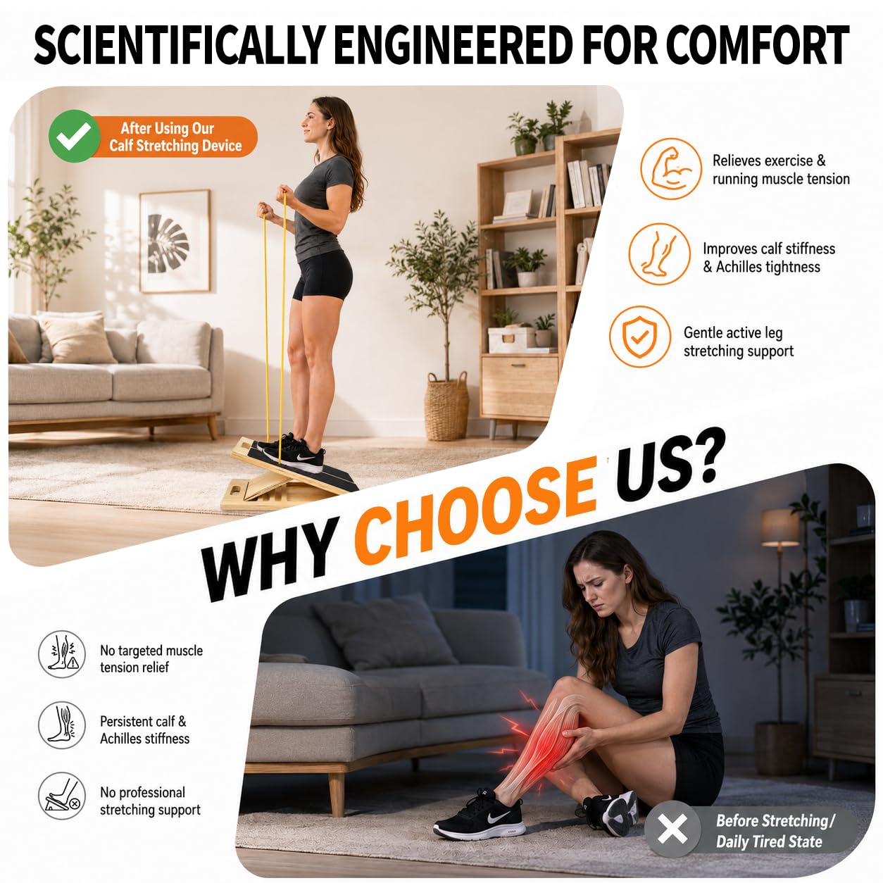 Velour Board Premium Wooden Slant Board, Adjustable Calf Stretcher & Squat Wedge with 5 Incline Angles, Anti-Slip Surface, Supports 550 lbs, Plantar Fasciitis Relief Tool for Home Gym & Office