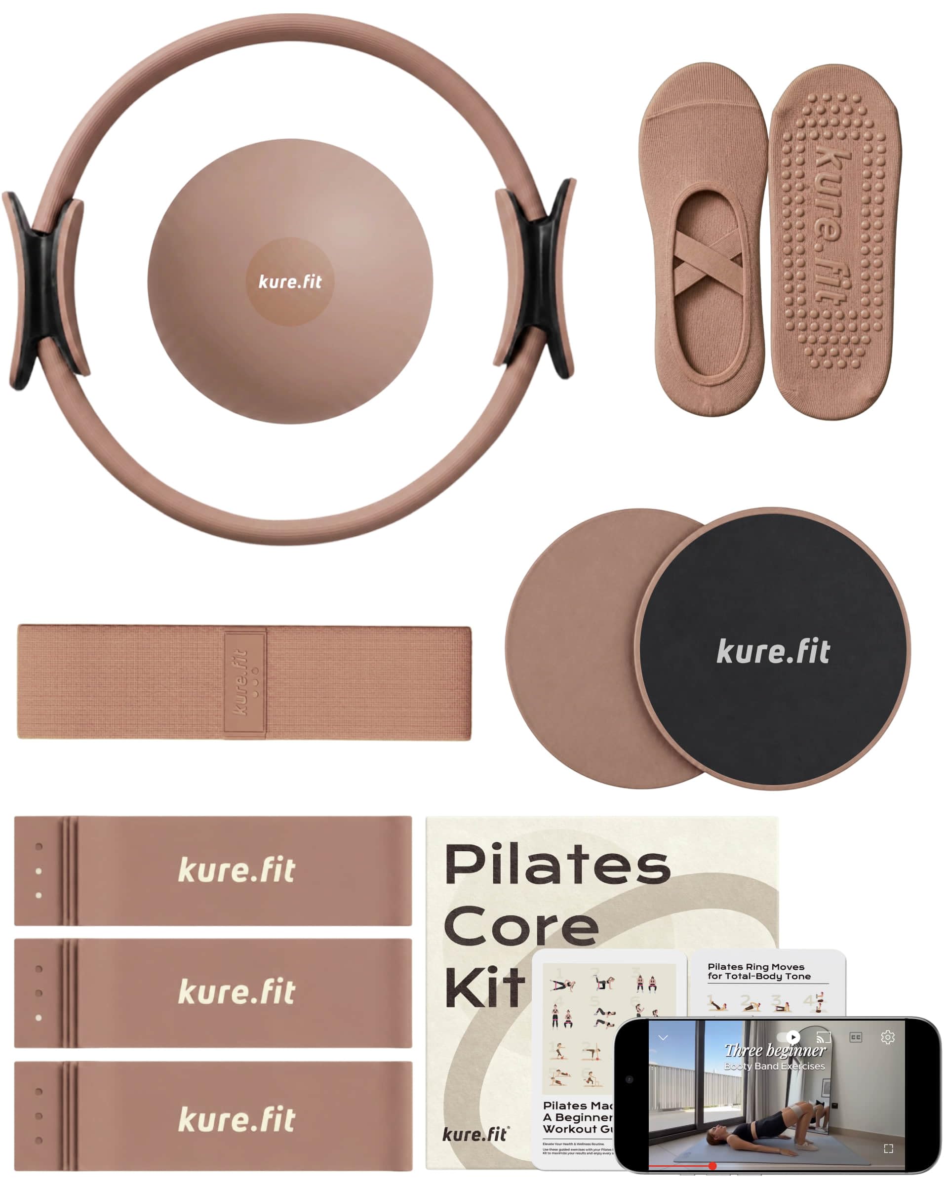 kure.fit Pilates Kit for Women – Home Pilates Equipment Set with Ring, Ball & Resistance Bands | Pilates Starter Kit with Accessories in Gift Box
