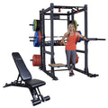 Body-Solid SPR1000BACKP5 Commercial Power Rack with SFID425 Bench for Weight Training, Home Gym