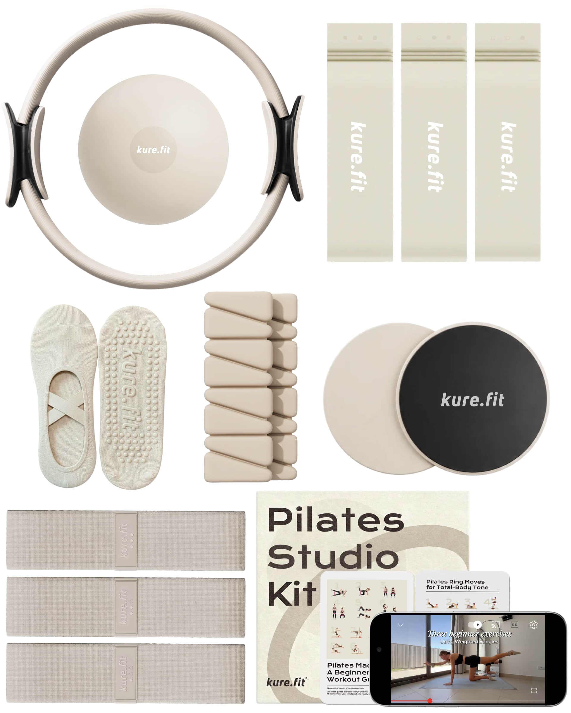 kure.fit Pilates Kit for Women – Home Pilates Equipment Set with Ring, Ball & Resistance Bands | Pilates Starter Kit with Accessories in Gift Box