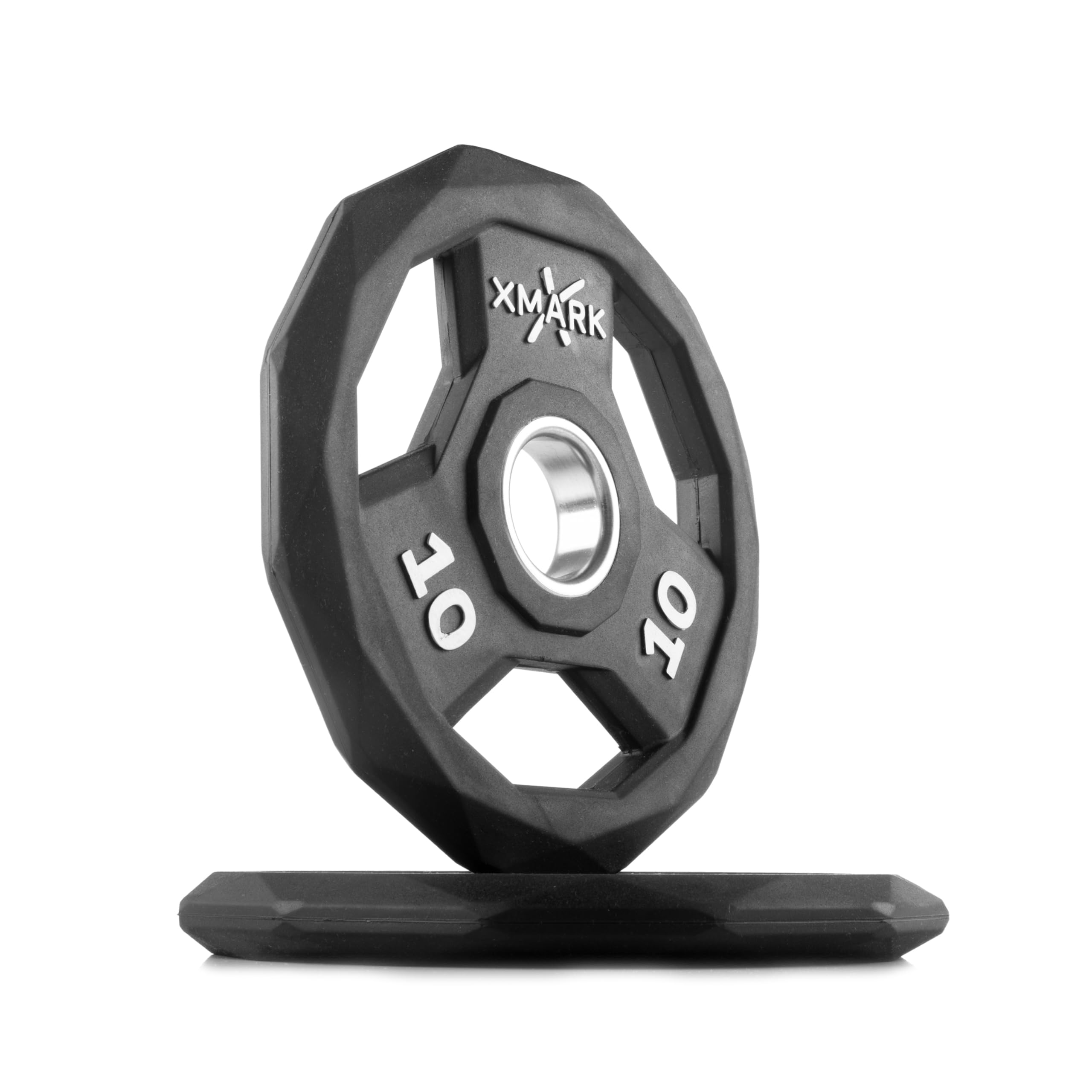 XMARK Black Diamond Olympic Weight Plates 2-Inch, Rubber Barbell Plates with Tri-Grip Handles for Home Gym Strength Training