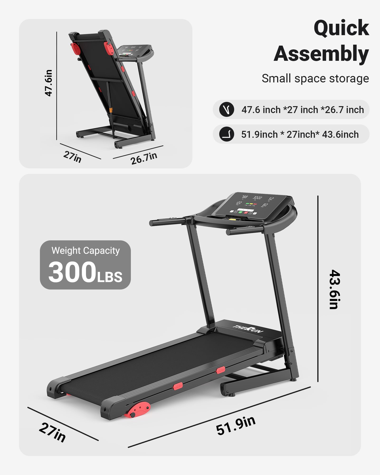 15% Incline 3.0HP Folding Treadmill with Pulse Sensors