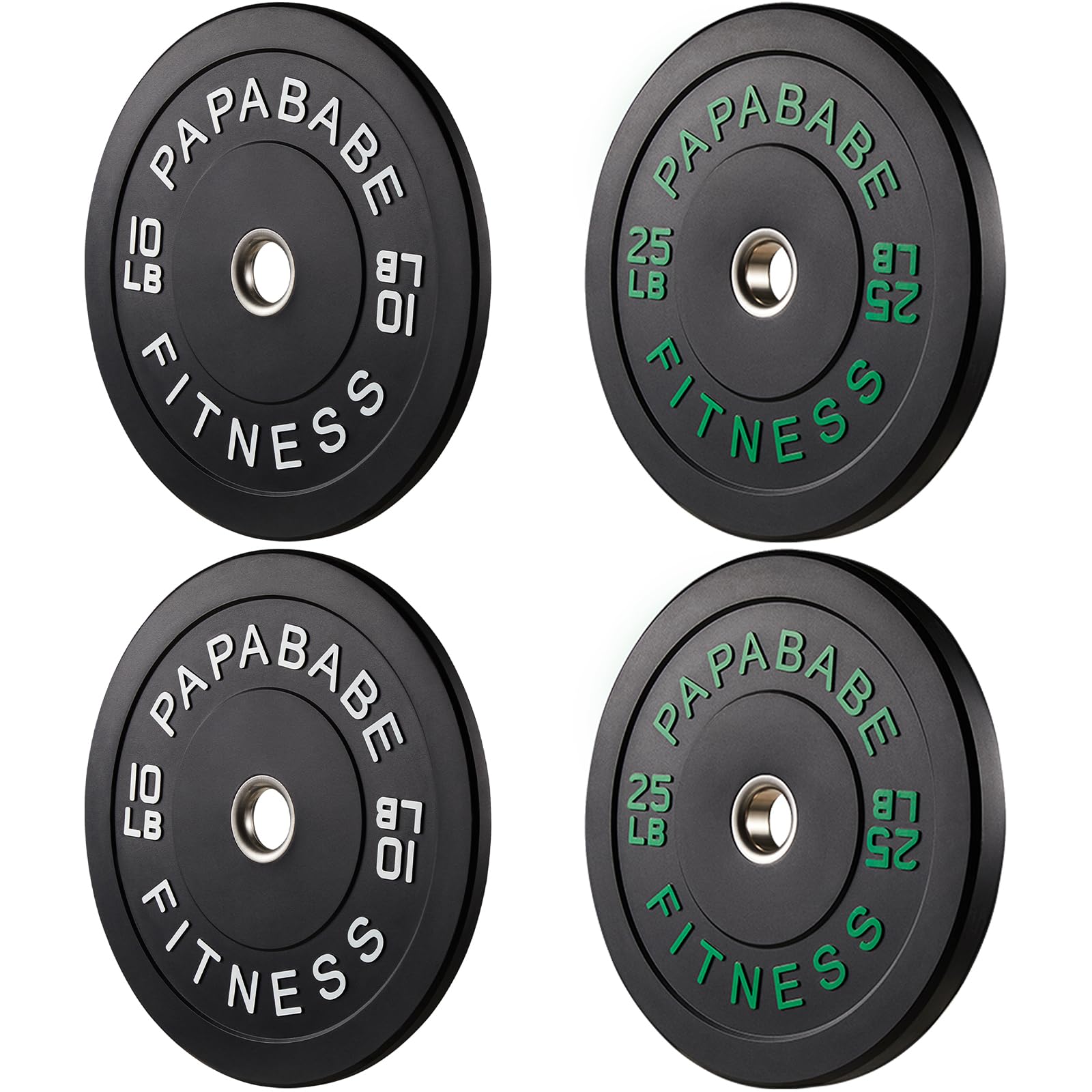Papababe Weight Plates, 2-Inch Weights Plates Set, Floor Protective Rubber Weight Plates, 10-600lbs Bumper Plates for Barbell Strength Training & Weightlifting (Single/Pair/Full Set)