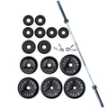 300LB 2″ Deep Dish Olympic Weight Plate Set with 7’ Barbell & Collars – Cast Iron Plates, Easy Grip Rim, Durable Finish – Strength Training for Home Gym & Commercial Fitness
