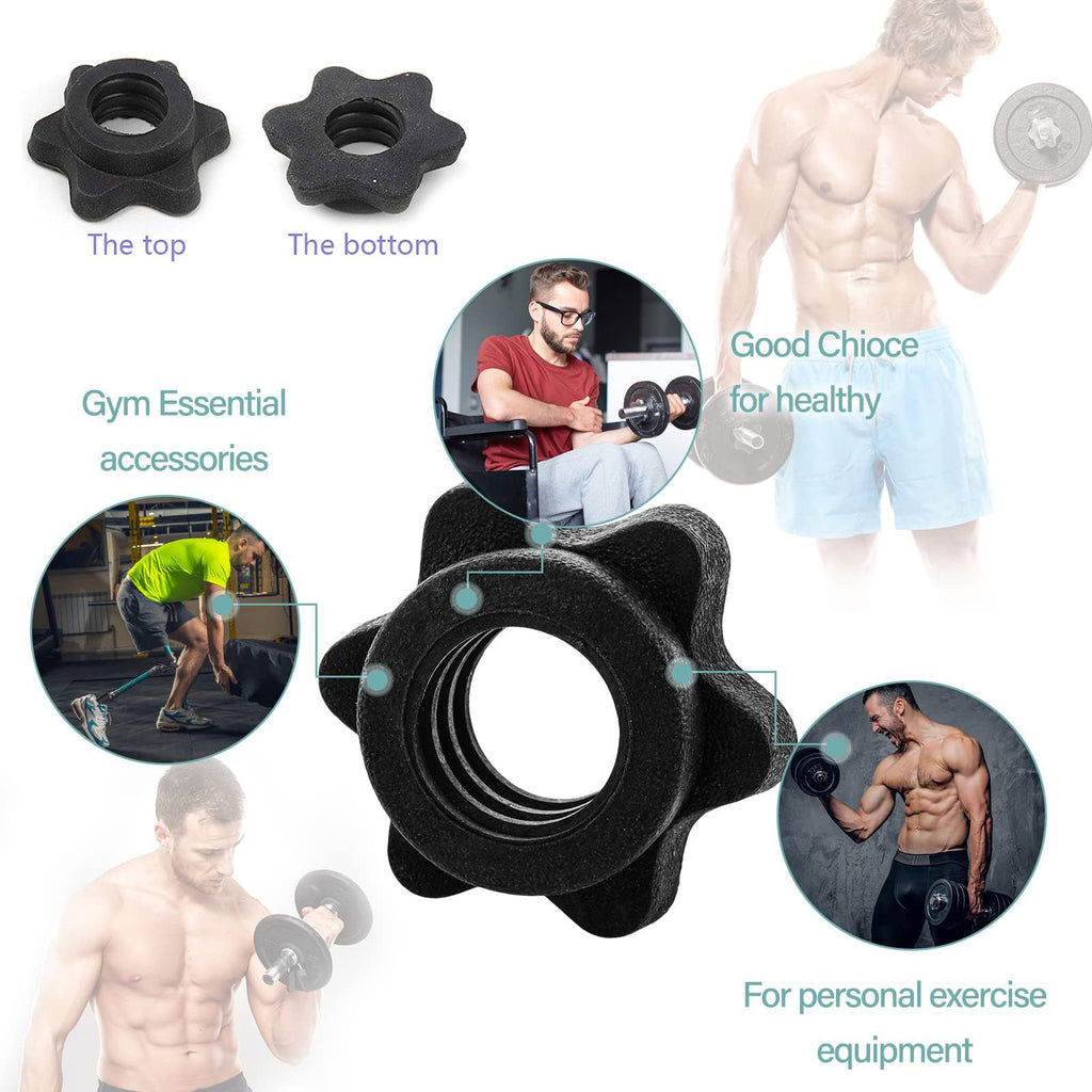uncakil Dumbbell Collars 1 inch Dumbbell Hex Nut Barbell Collar Clamps Weight Clips for Dumbbells,Spinlock Collars for 1 Inch Standard Barbells Bars Sports Weight Lifting Fitness