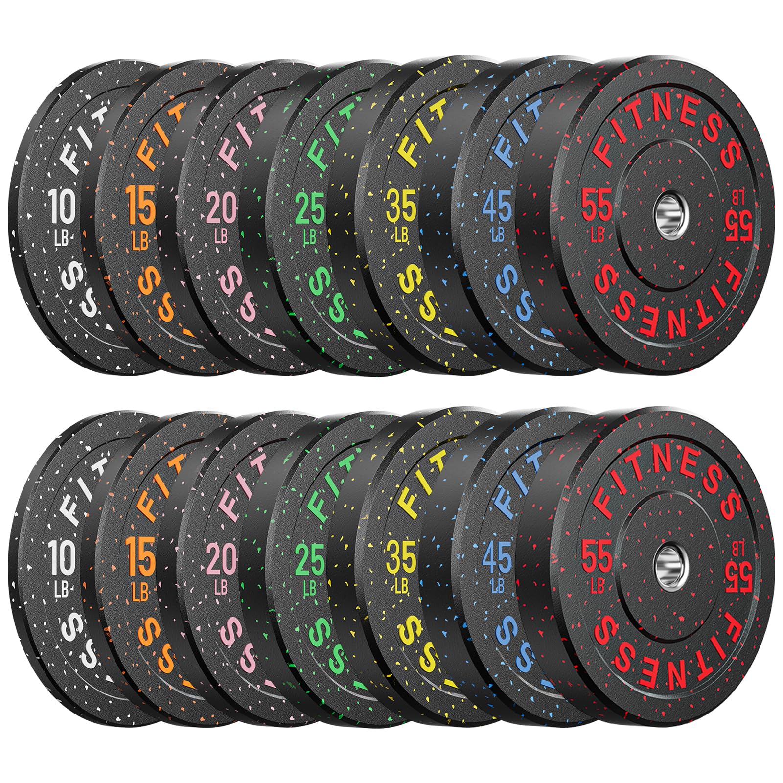 Papababe Weight Plates, 2-Inch Weights Plates Set, Floor Protective Rubber Weight Plates, 10-600lbs Bumper Plates for Barbell Strength Training & Weightlifting (Single/Pair/Full Set)