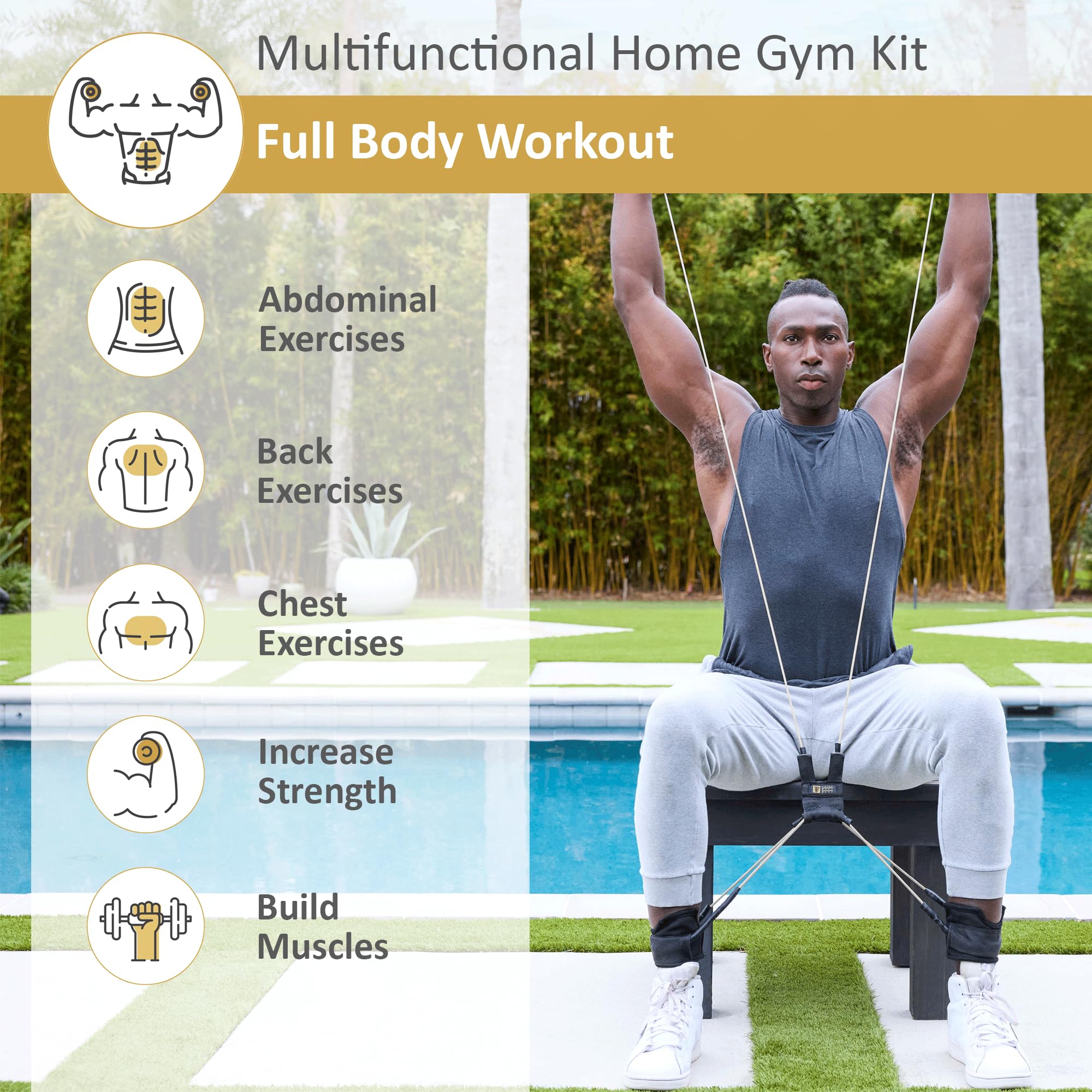 Total Body Band, All-in-one Fitness Band, Full Body Exercise Band for Home Exercise or Training on-The-go