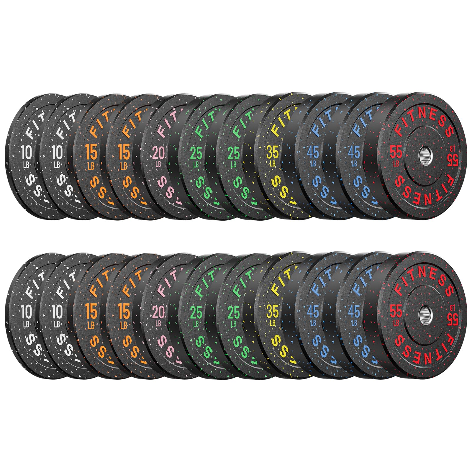 Papababe Weight Plates, 2-Inch Weights Plates Set, Floor Protective Rubber Weight Plates, 10-600lbs Bumper Plates for Barbell Strength Training & Weightlifting (Single/Pair/Full Set)