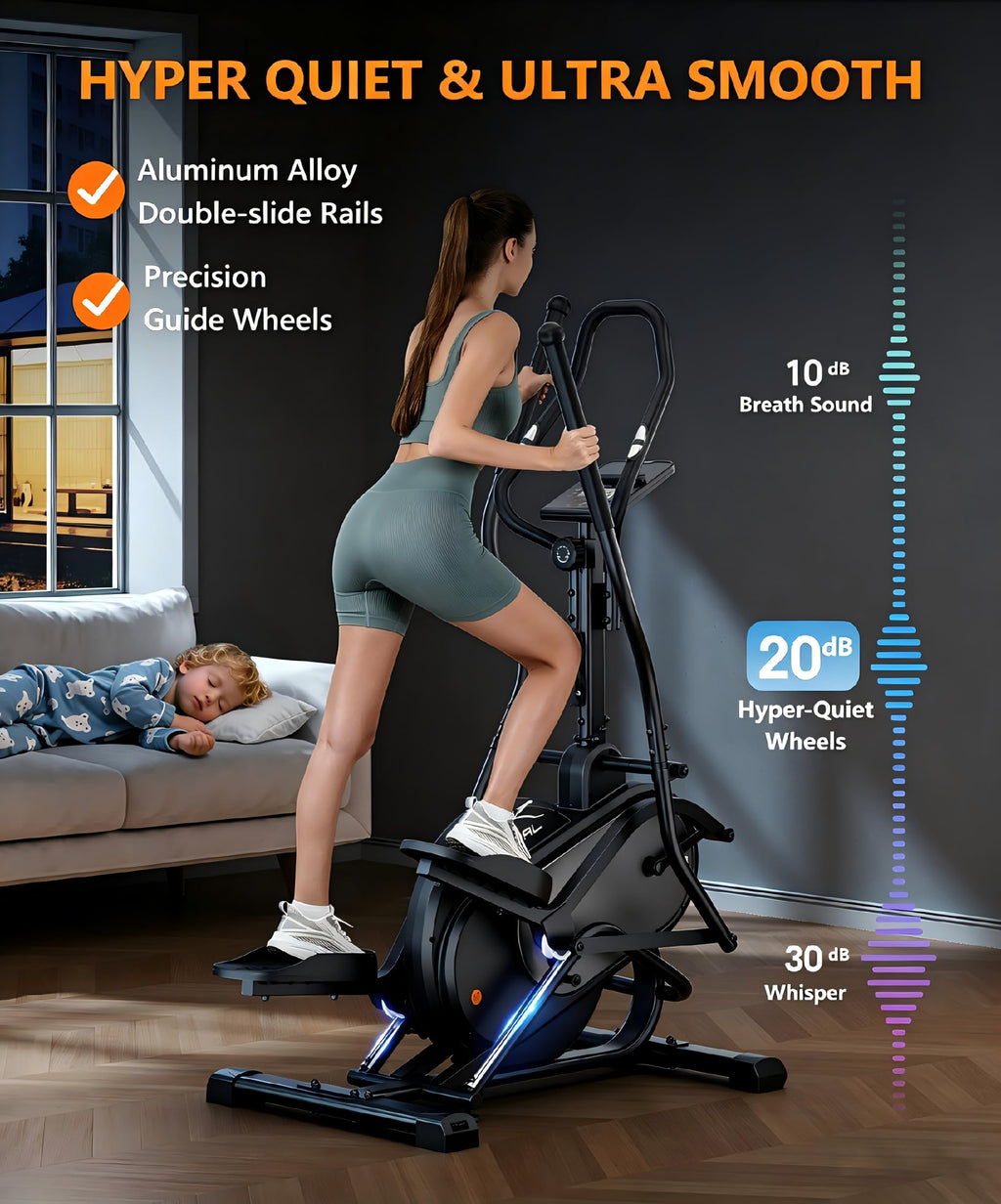 THERUN Elliptical Exercise Machine, Cardio Climber Elliptical Machine for Home, Stair Stepper Elliptical Training Machines w/ 13LBS&18LBS Flywheel, 16 Levels Resistance