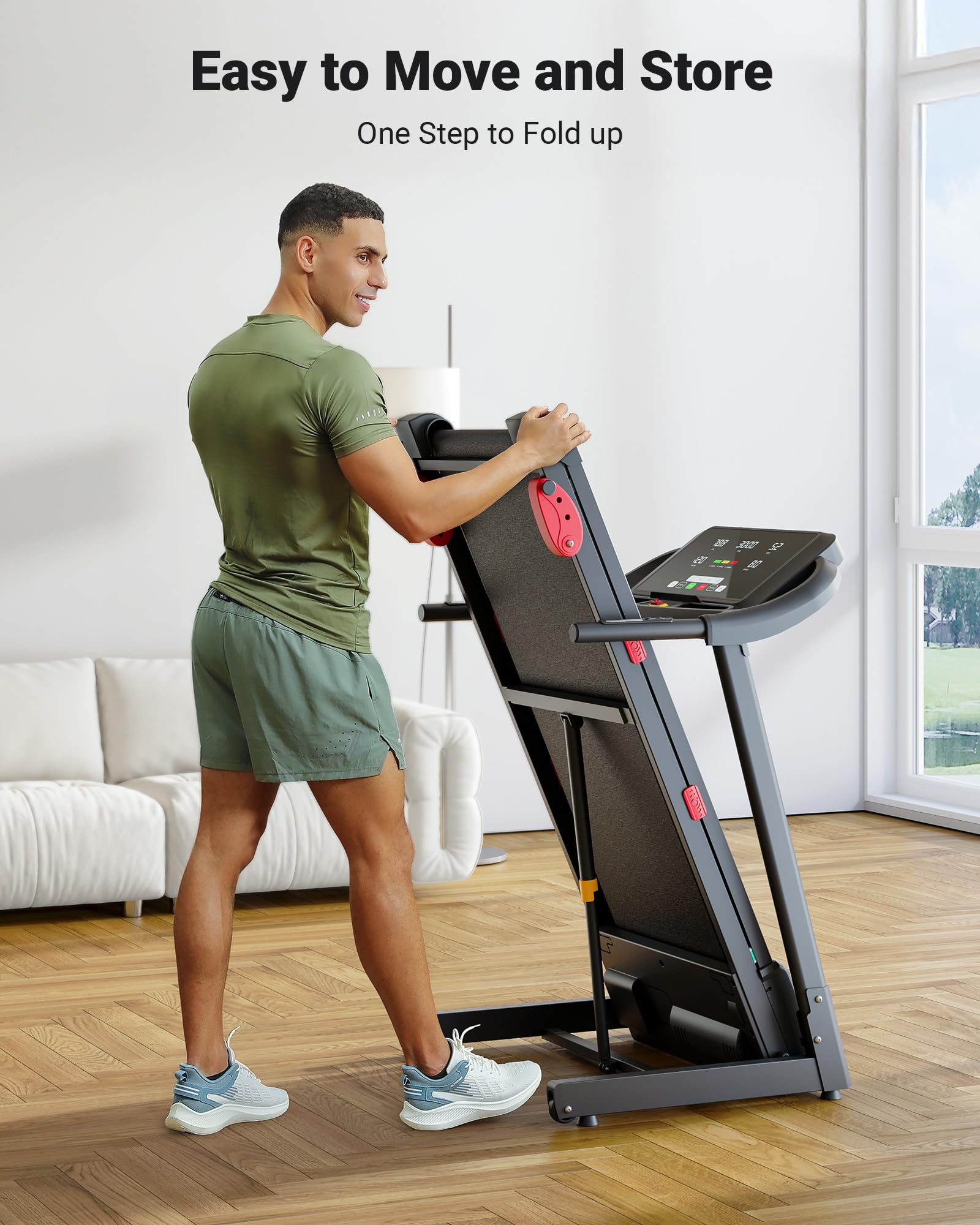 15% Incline 3.0HP Folding Treadmill with Pulse Sensors