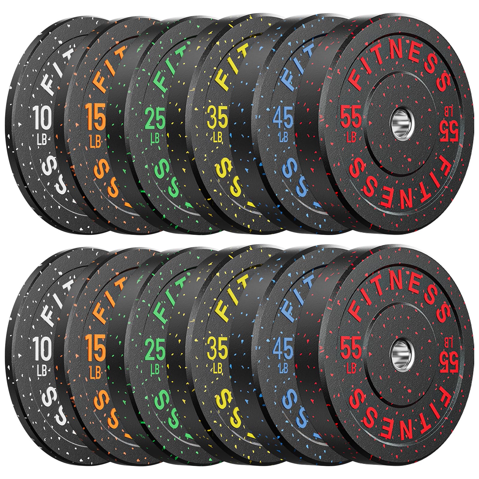 Papababe Weight Plates, 2-Inch Weights Plates Set, Floor Protective Rubber Weight Plates, 10-600lbs Bumper Plates for Barbell Strength Training & Weightlifting (Single/Pair/Full Set)