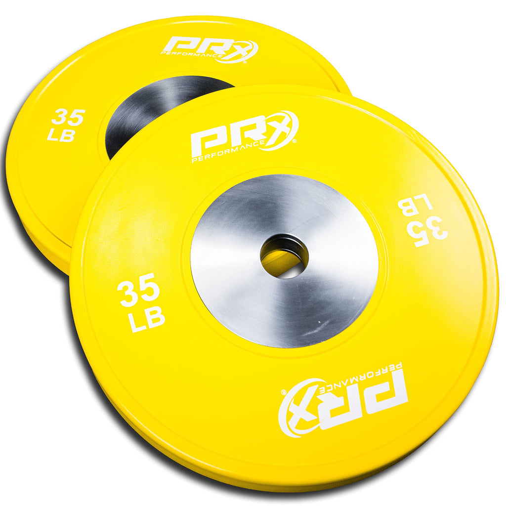 PRx Performance Color Elite Bumper Plate Pairs, Steel Center Insert with 2" Sleeve Hole, Minimal Bounce