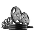 XMARK Black Diamond Olympic Weight Plates 2-Inch, Rubber Barbell Plates with Tri-Grip Handles for Home Gym Strength Training