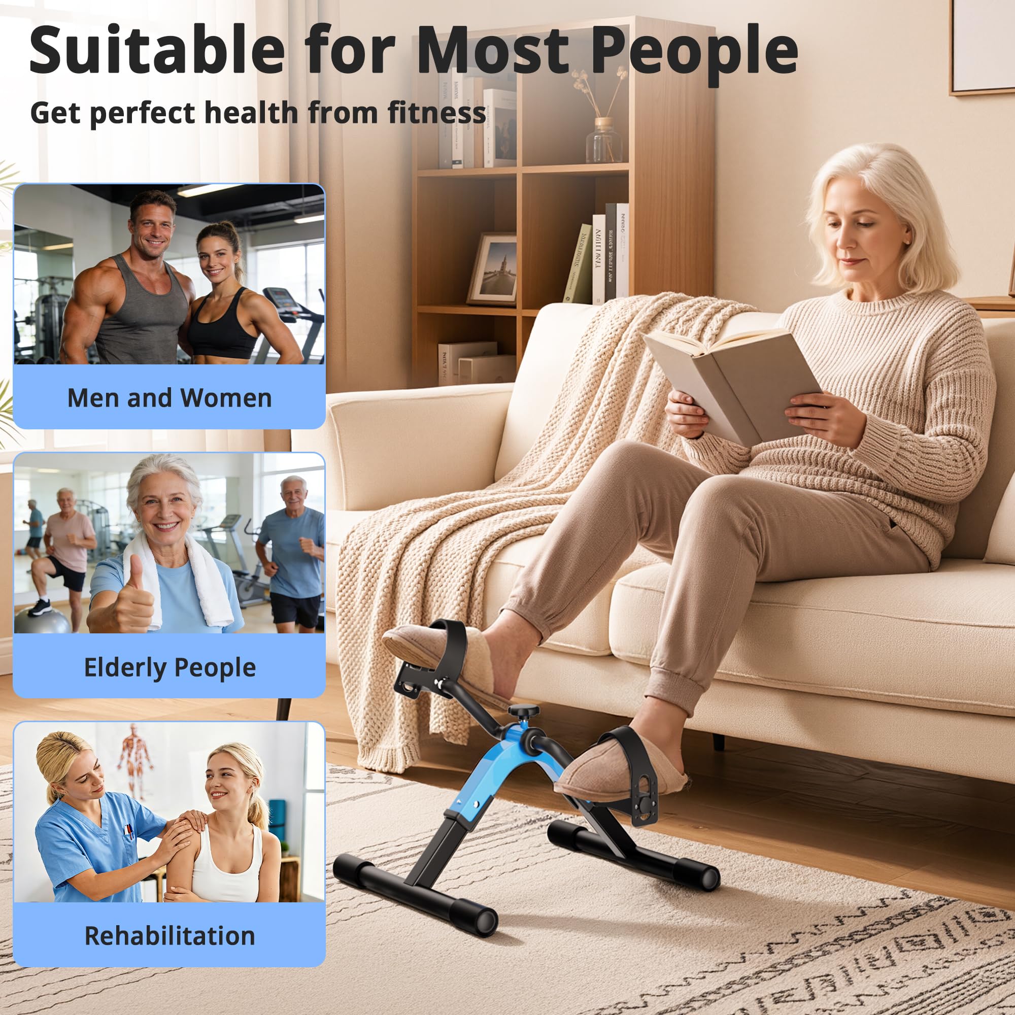 Portable Under-Desk Mini Pedal Exerciser for Arms & Legs