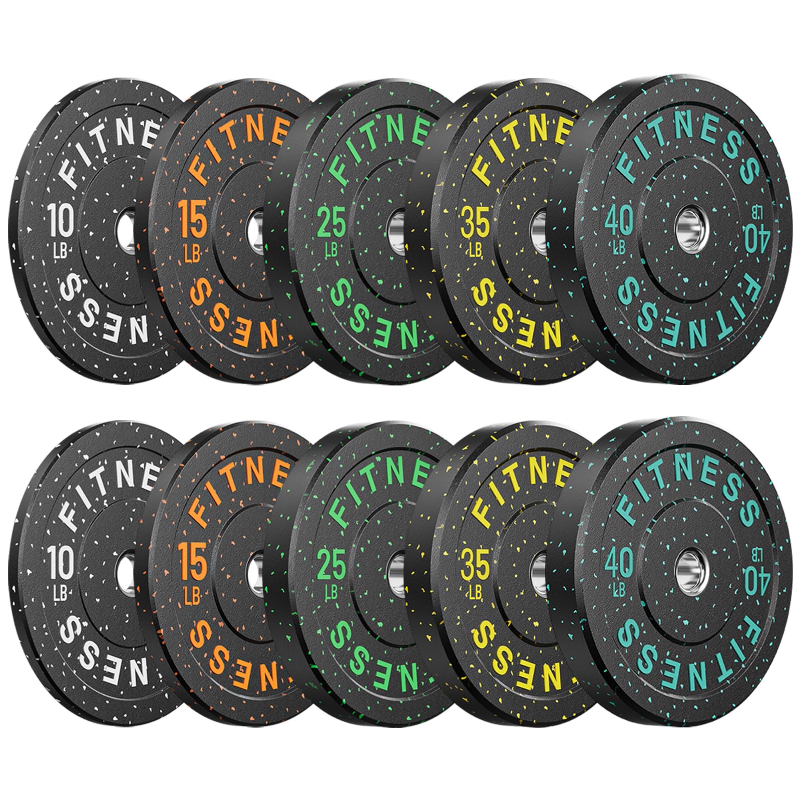Papababe Weight Plates, 2-Inch Weights Plates Set, Floor Protective Rubber Weight Plates, 10-600lbs Bumper Plates for Barbell Strength Training & Weightlifting (Single/Pair/Full Set)