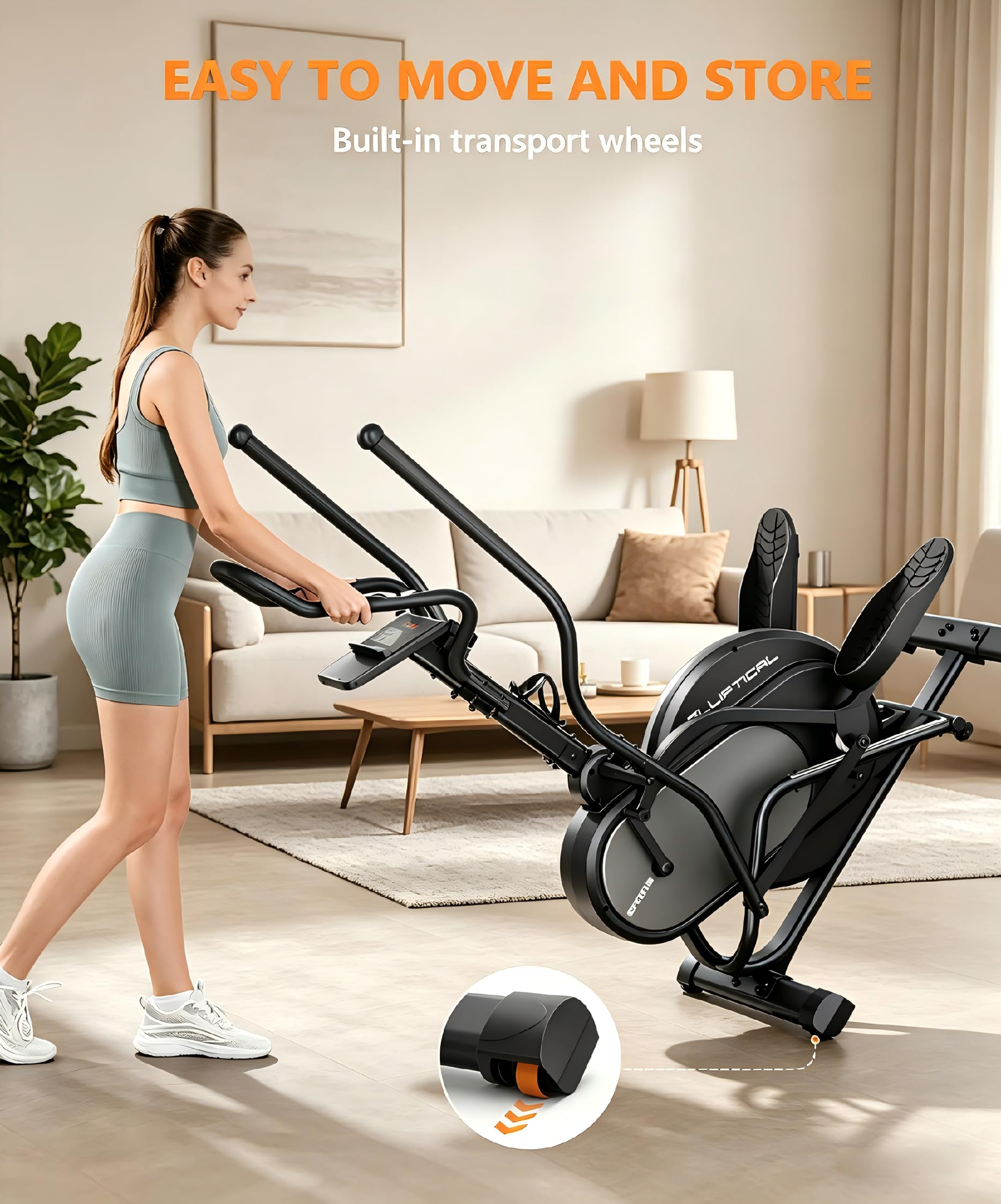 THERUN Elliptical Exercise Machine, Cardio Climber Elliptical Machine for Home, Stair Stepper Elliptical Training Machines w/ 13LBS&18LBS Flywheel, 16 Levels Resistance
