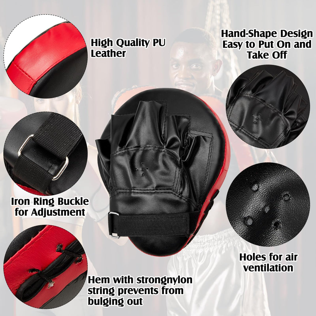 Gemscream 10 In1 Punching Mitts Kick Pad Set Taekwondo Pads Boxing Mitts Focus Pads Boxing Gloves Safety Head Guard Wrist Band for Kickboxing, Karate, Muay Thai, MMA Training