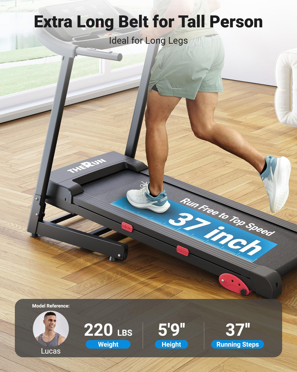 15% Incline 3.0HP Folding Treadmill with Pulse Sensors