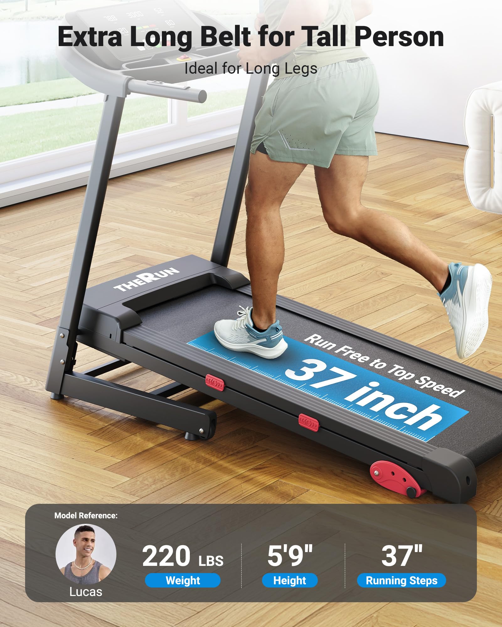 15% Incline 3.0HP Folding Treadmill with Pulse Sensors