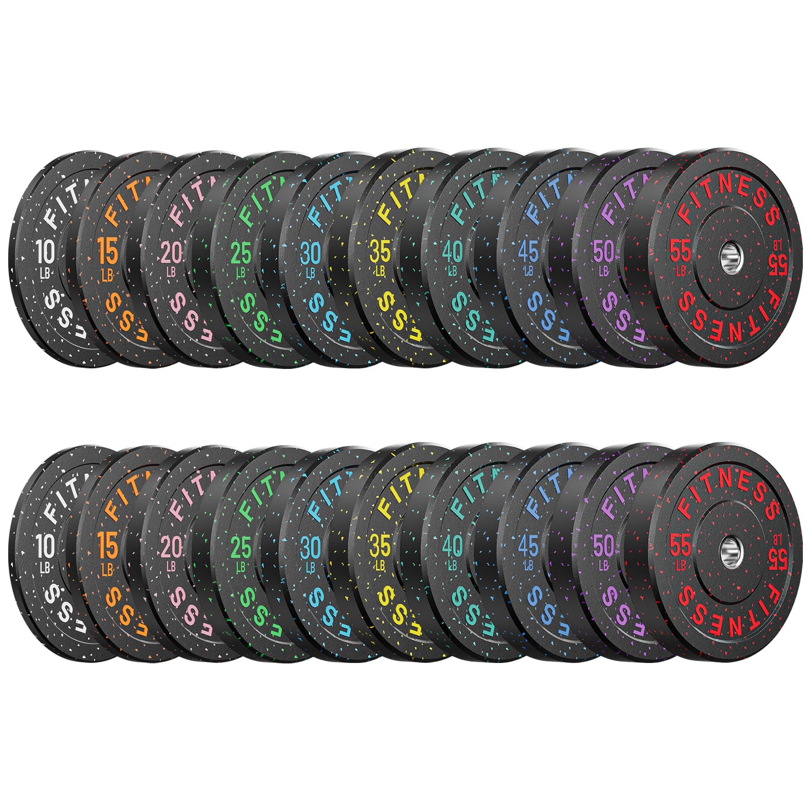 Papababe Weight Plates, 2-Inch Weights Plates Set, Floor Protective Rubber Weight Plates, 10-600lbs Bumper Plates for Barbell Strength Training & Weightlifting (Single/Pair/Full Set)