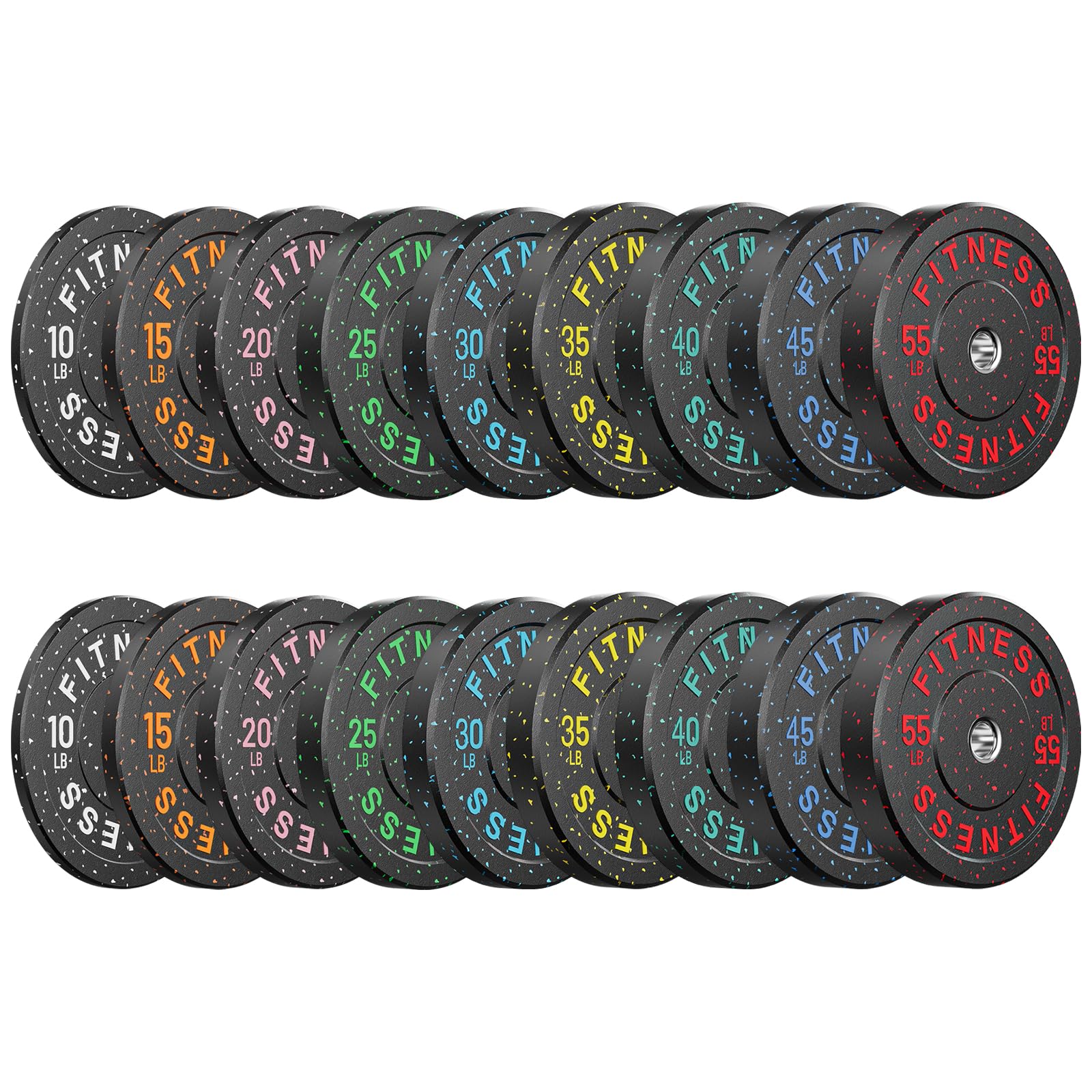 Papababe Weight Plates, 2-Inch Weights Plates Set, Floor Protective Rubber Weight Plates, 10-600lbs Bumper Plates for Barbell Strength Training & Weightlifting (Single/Pair/Full Set)