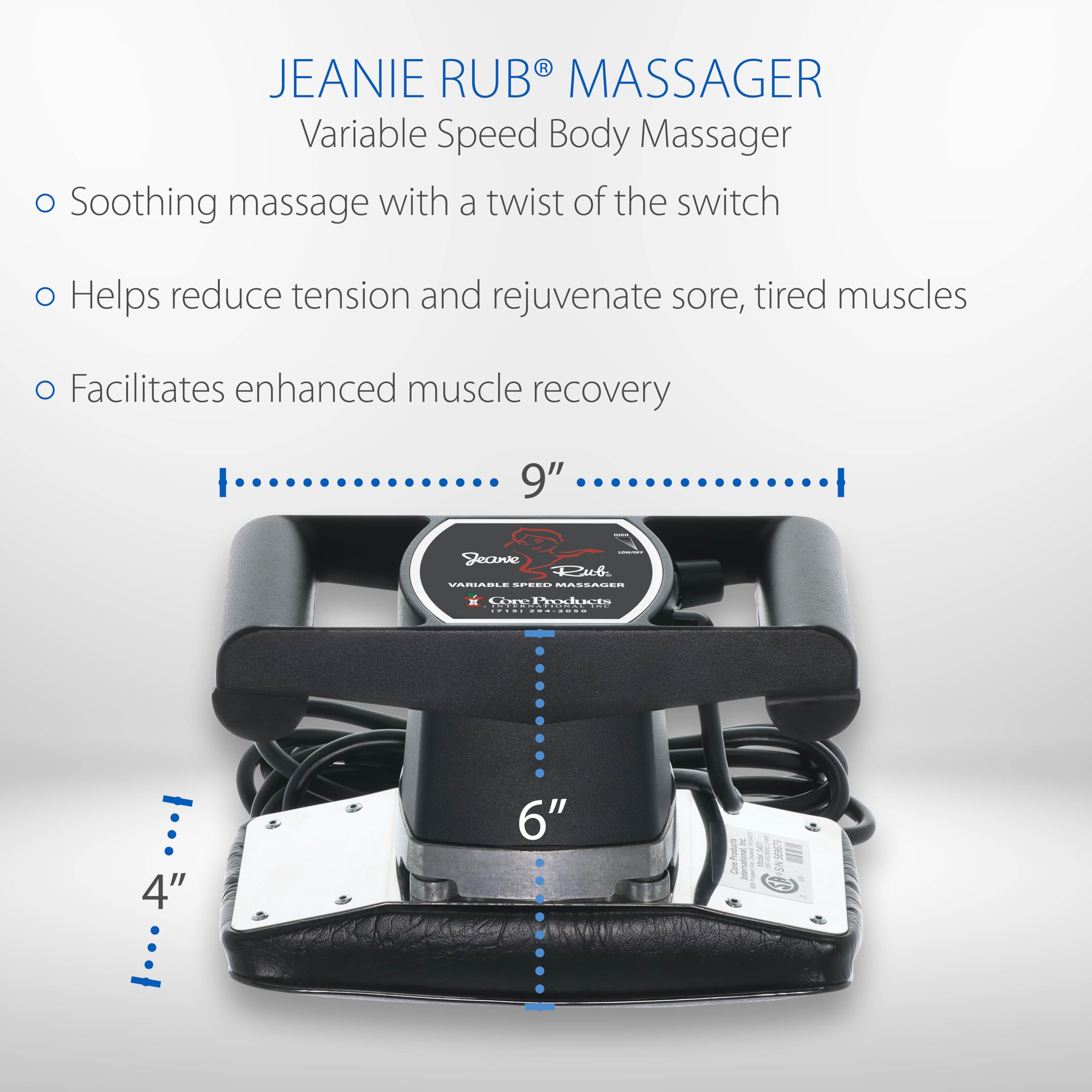 Core Products Jeanie Rub Variable Speed Massager Fleece Pad Cover Bundle
