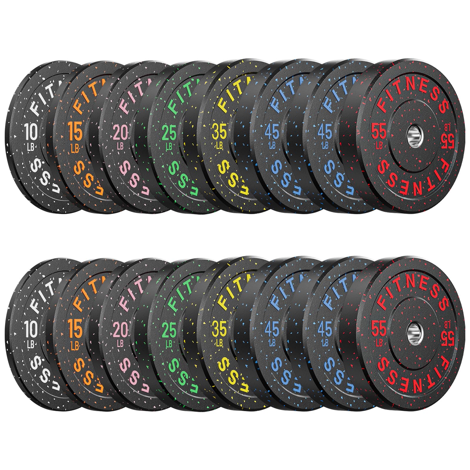 Papababe Weight Plates, 2-Inch Weights Plates Set, Floor Protective Rubber Weight Plates, 10-600lbs Bumper Plates for Barbell Strength Training & Weightlifting (Single/Pair/Full Set)