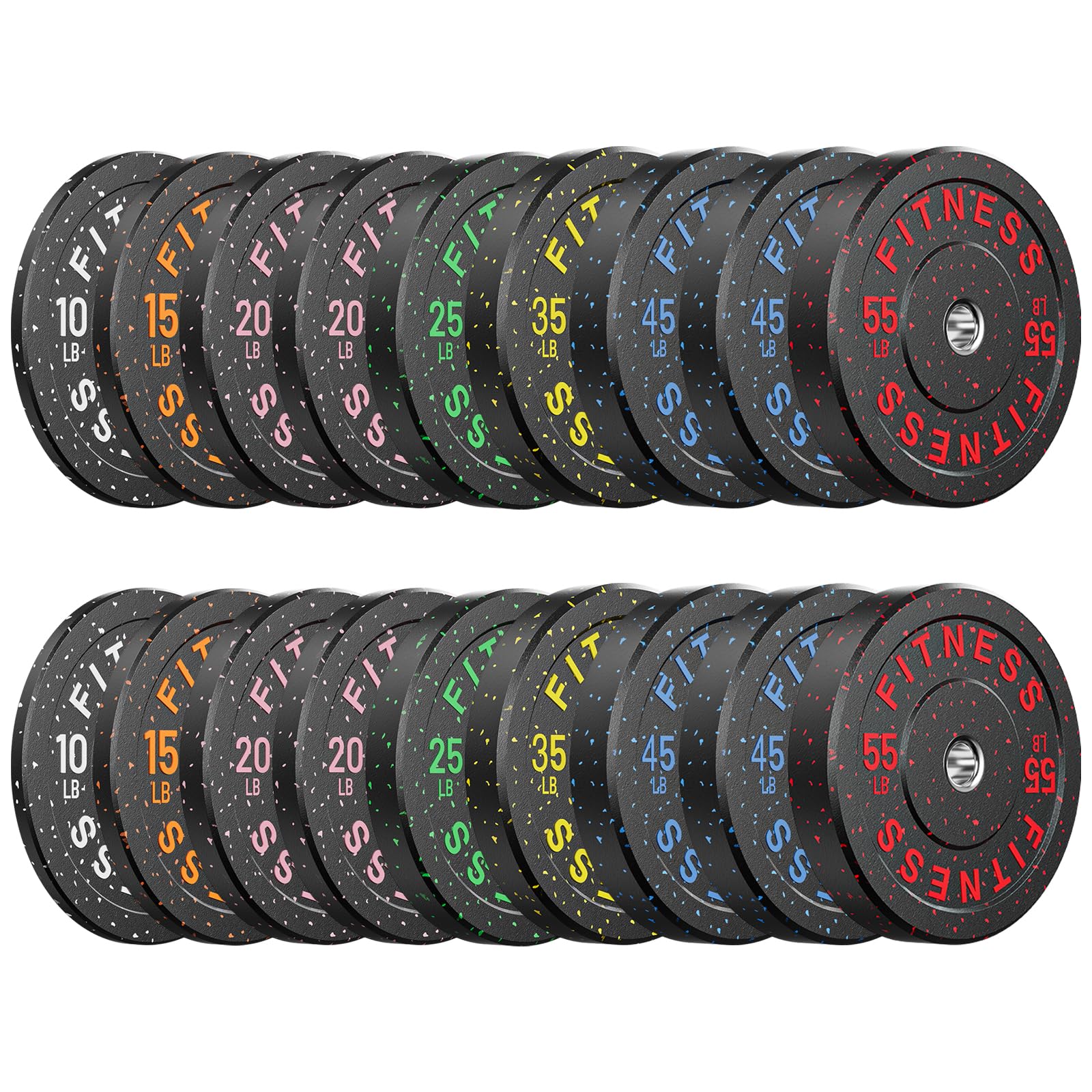 Papababe Weight Plates, 2-Inch Weights Plates Set, Floor Protective Rubber Weight Plates, 10-600lbs Bumper Plates for Barbell Strength Training & Weightlifting (Single/Pair/Full Set)