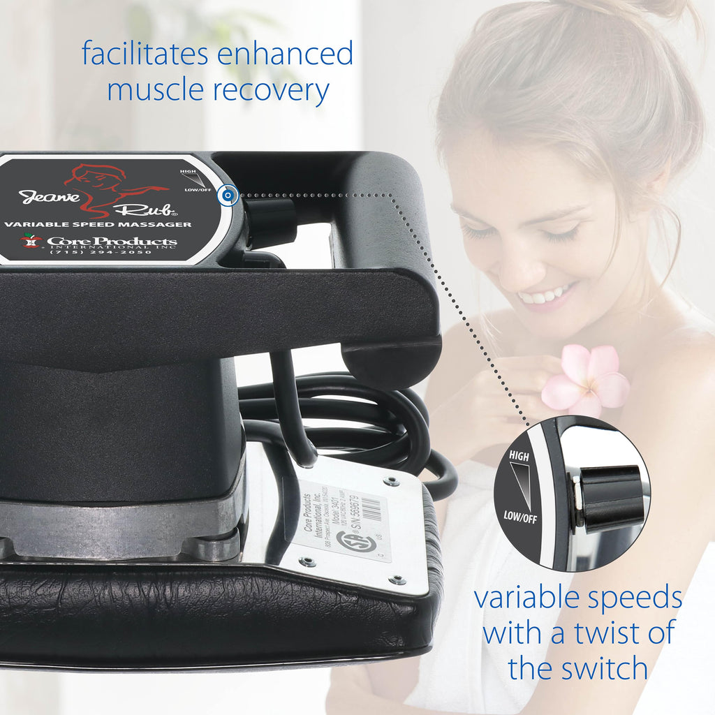Core Products Jeanie Rub Variable Speed Massager Fleece Pad Cover Bundle