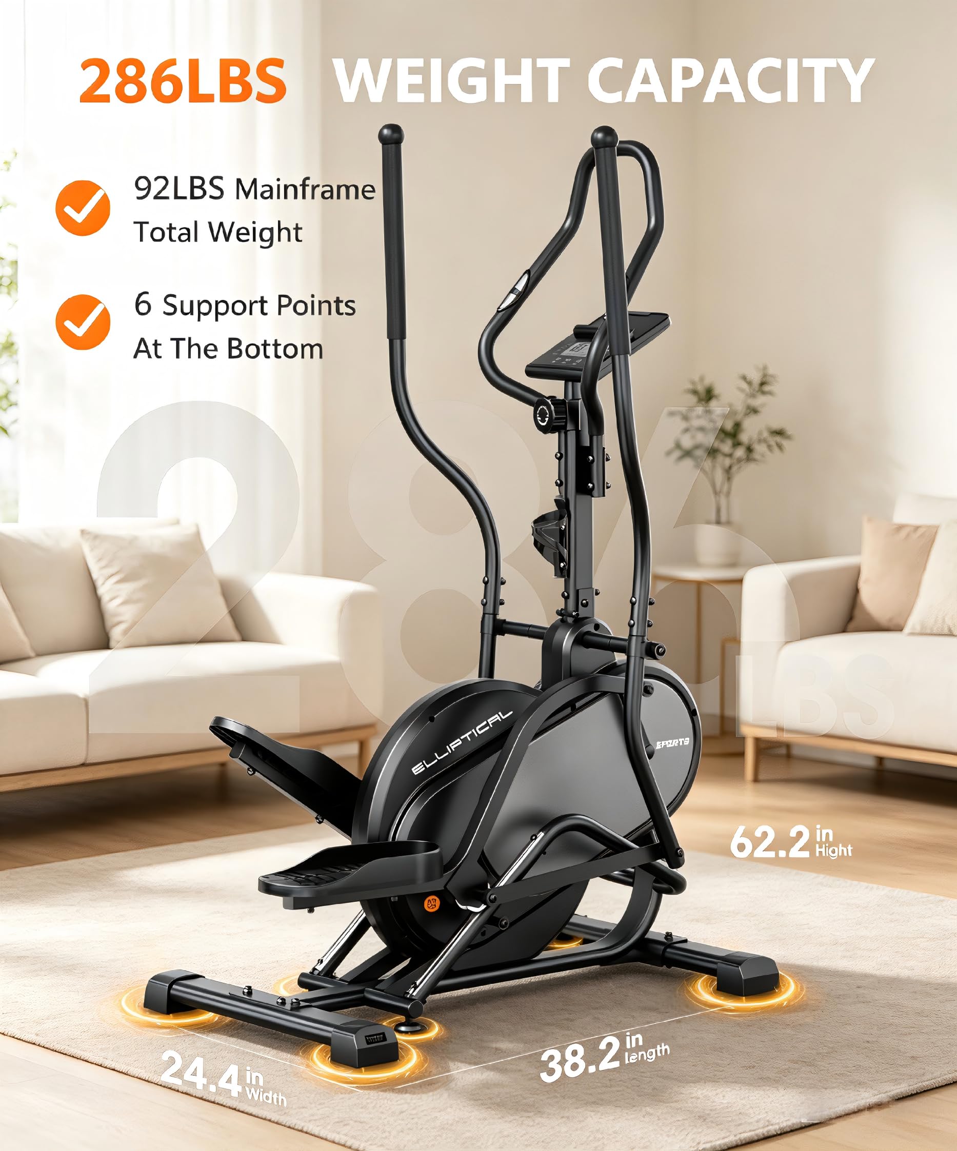 THERUN Elliptical Exercise Machine, Cardio Climber Elliptical Machine for Home, Stair Stepper Elliptical Training Machines w/ 13LBS&18LBS Flywheel, 16 Levels Resistance