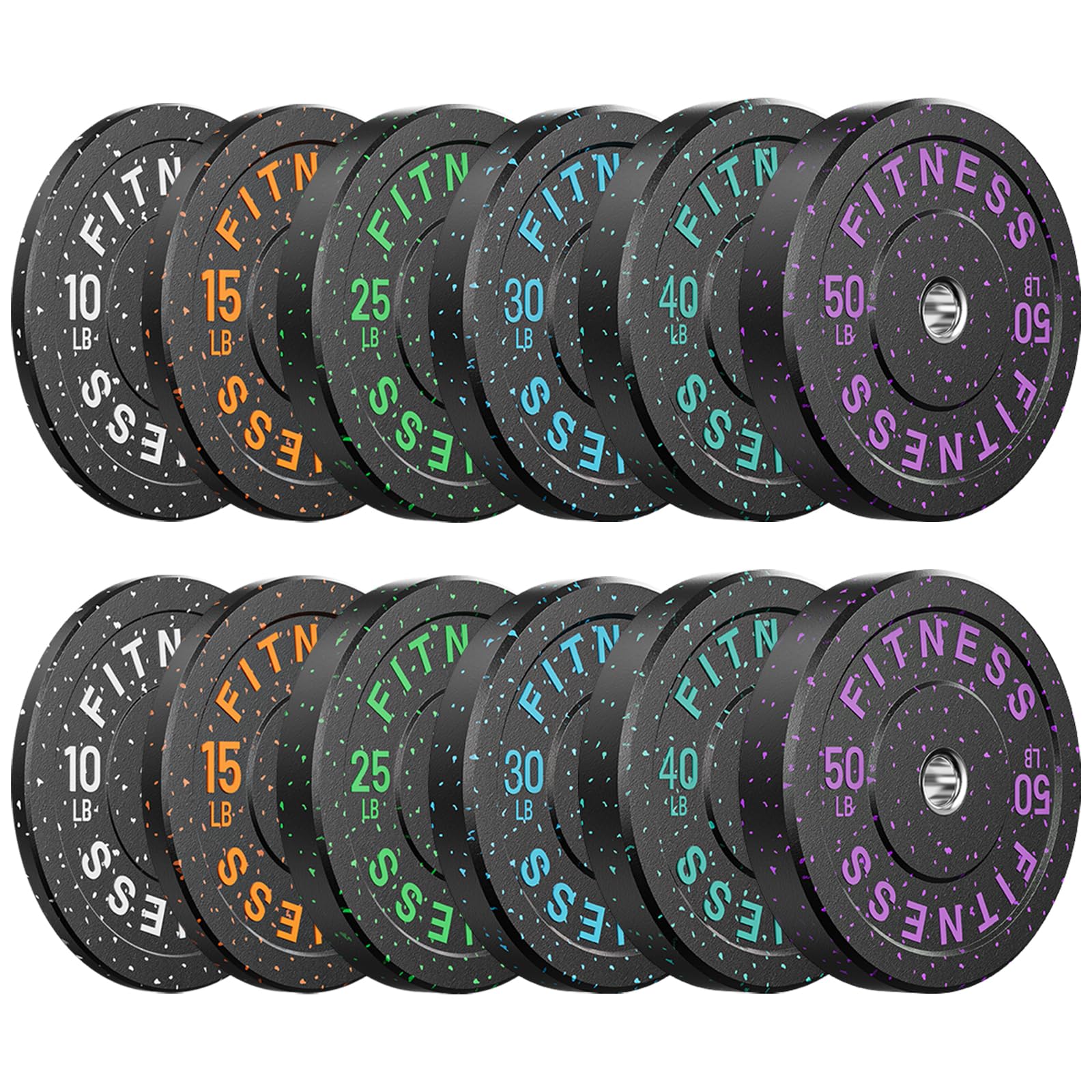 Papababe Weight Plates, 2-Inch Weights Plates Set, Floor Protective Rubber Weight Plates, 10-600lbs Bumper Plates for Barbell Strength Training & Weightlifting (Single/Pair/Full Set)