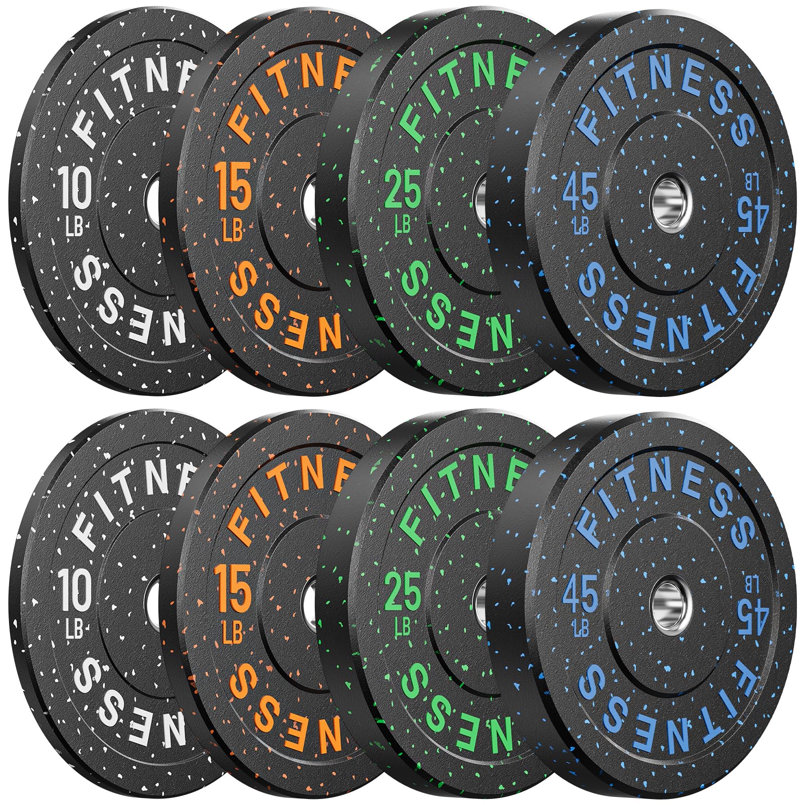 Papababe Weight Plates, 2-Inch Weights Plates Set, Floor Protective Rubber Weight Plates, 10-600lbs Bumper Plates for Barbell Strength Training & Weightlifting (Single/Pair/Full Set)