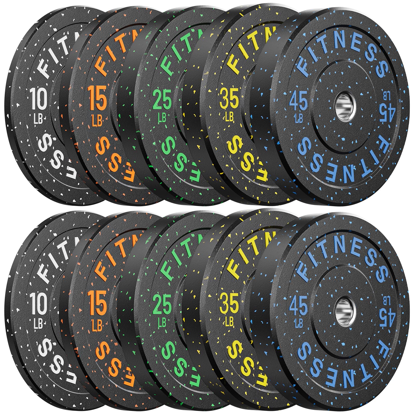 Papababe Weight Plates, 2-Inch Weights Plates Set, Floor Protective Rubber Weight Plates, 10-600lbs Bumper Plates for Barbell Strength Training & Weightlifting (Single/Pair/Full Set)