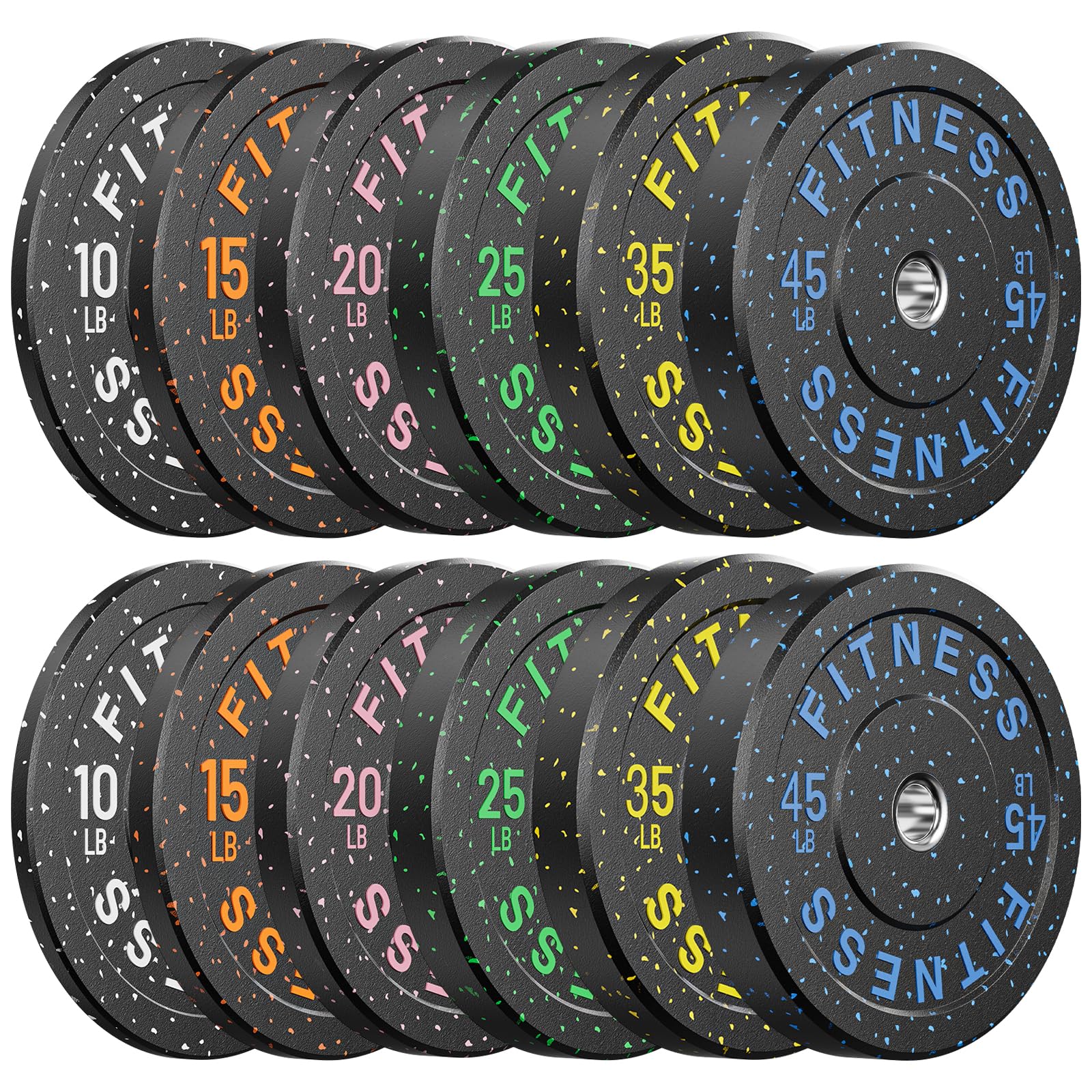 Papababe Weight Plates, 2-Inch Weights Plates Set, Floor Protective Rubber Weight Plates, 10-600lbs Bumper Plates for Barbell Strength Training & Weightlifting (Single/Pair/Full Set)