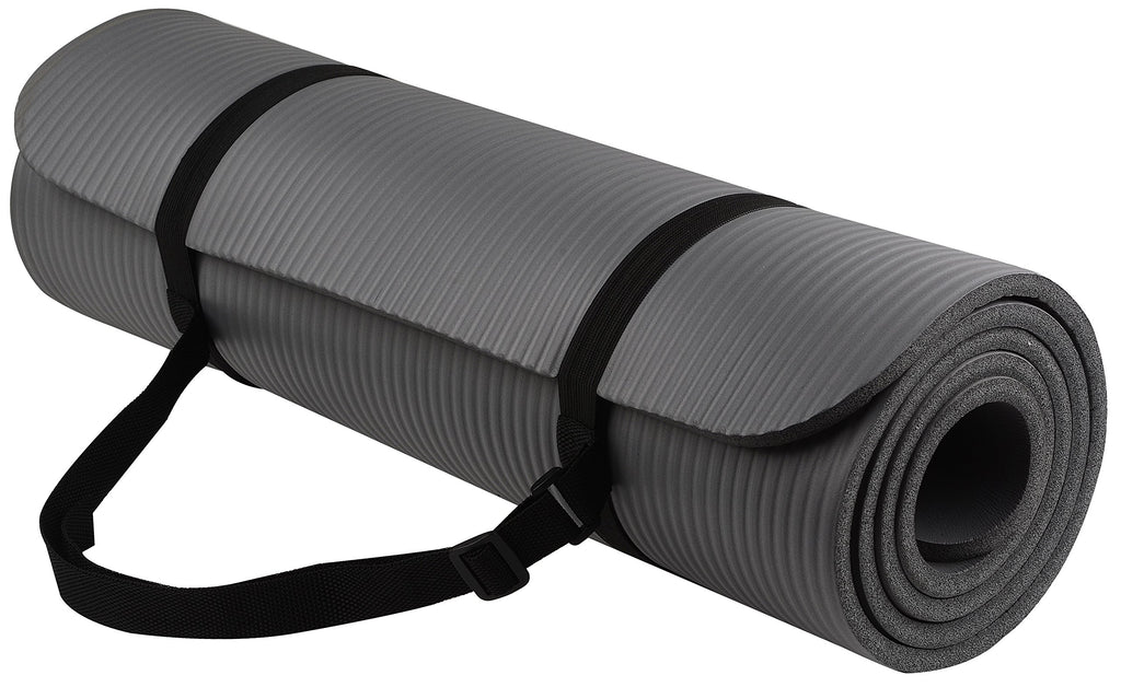 BalanceFrom All-Purpose 1/2-Inch Extra Thick High Density Anti-Tear Exercise Yoga Mat with Carrying Strap and Yoga Blocks