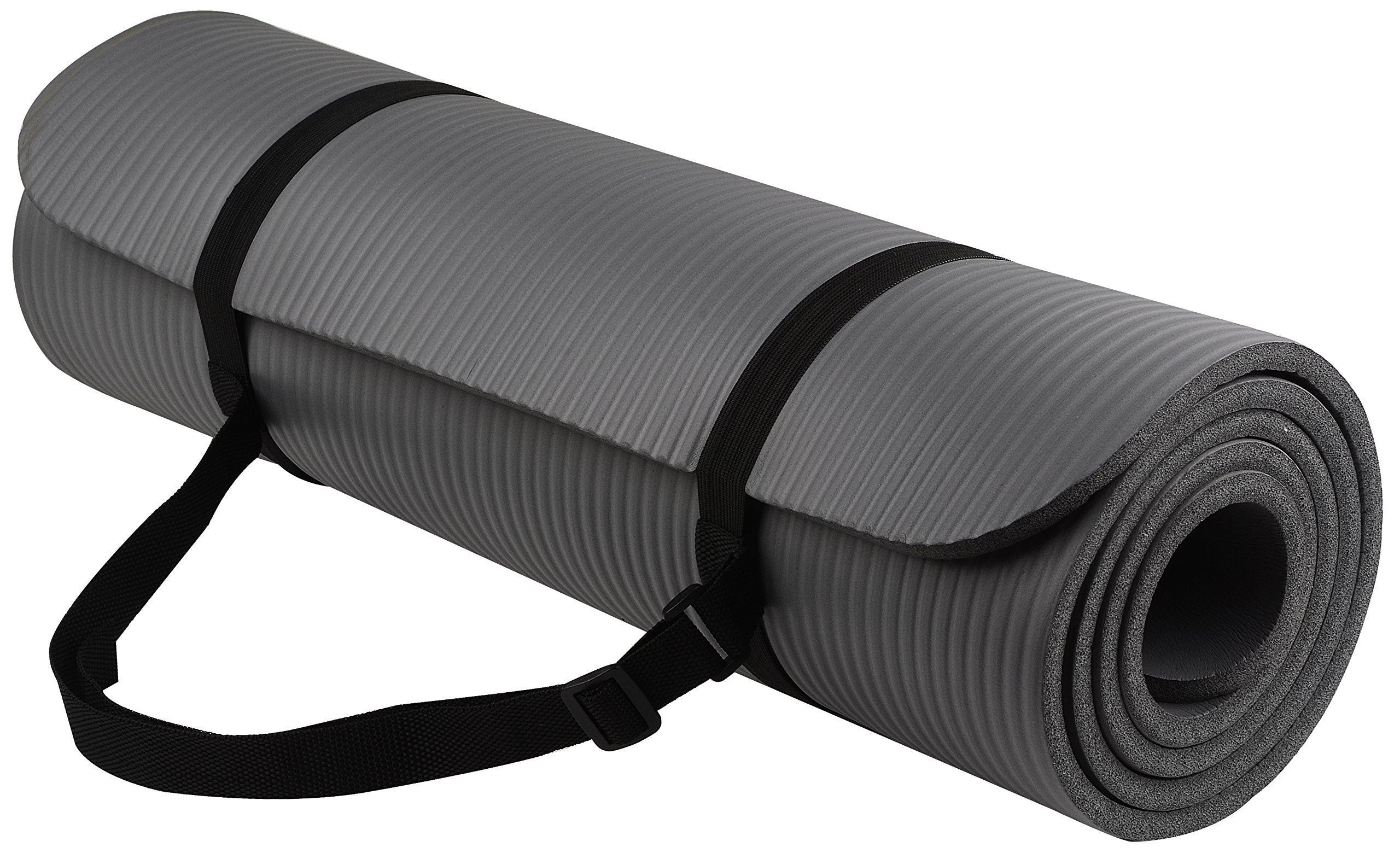 BalanceFrom All-Purpose 1/2-Inch Extra Thick High Density Anti-Tear Exercise Yoga Mat with Carrying Strap and Yoga Blocks