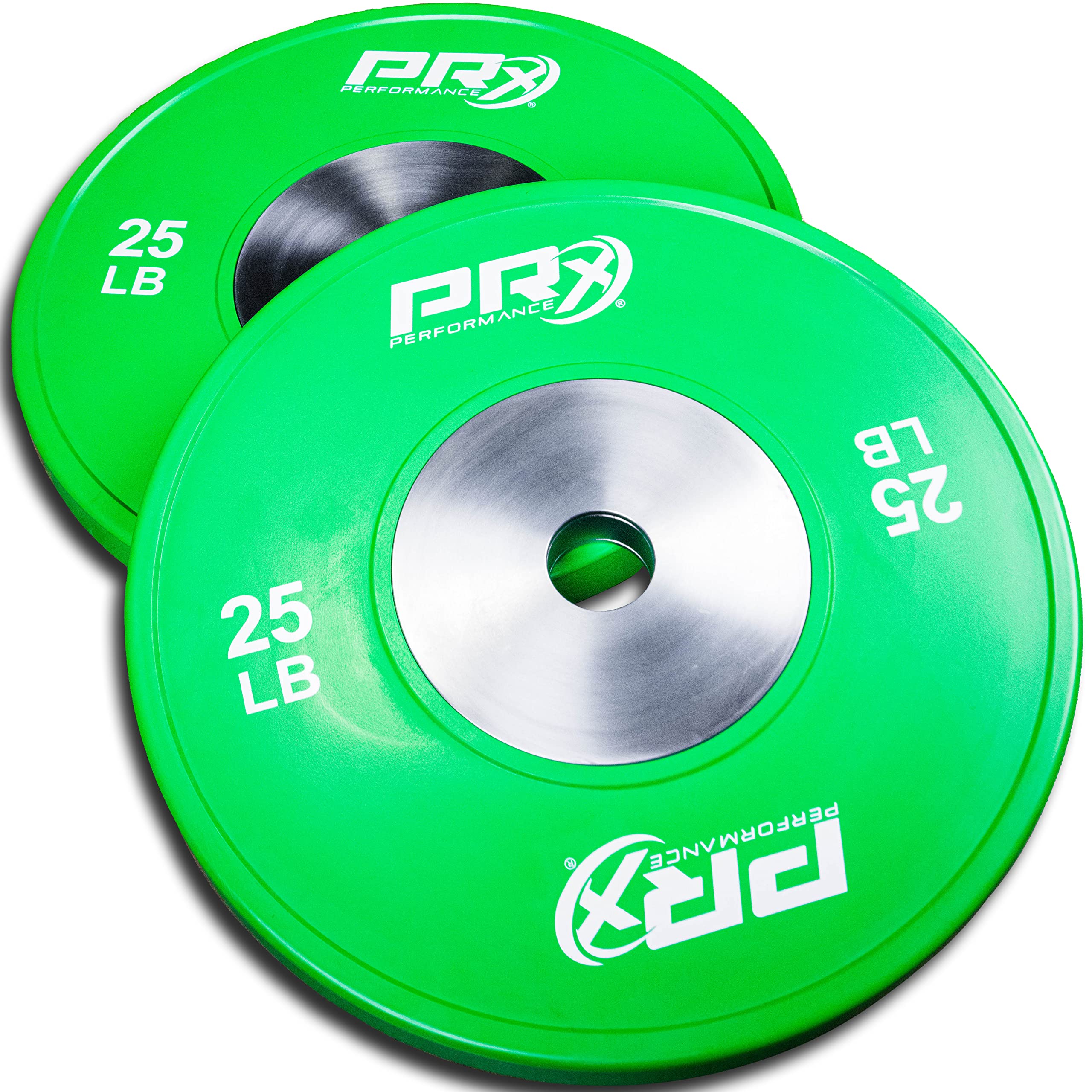 PRx Performance Color Elite Bumper Plate Pairs, Steel Center Insert with 2" Sleeve Hole, Minimal Bounce