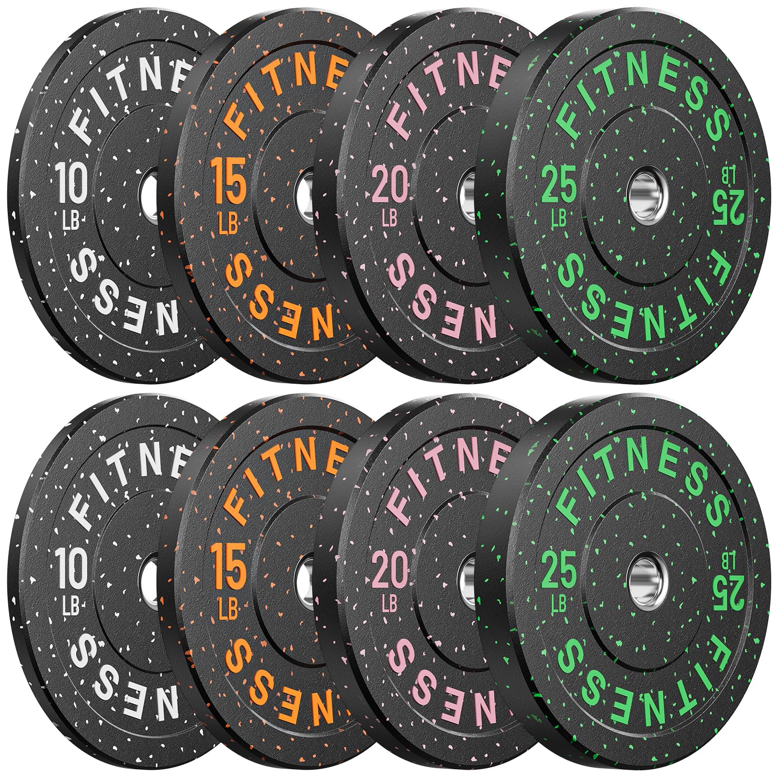 Papababe Weight Plates, 2-Inch Weights Plates Set, Floor Protective Rubber Weight Plates, 10-600lbs Bumper Plates for Barbell Strength Training & Weightlifting (Single/Pair/Full Set)