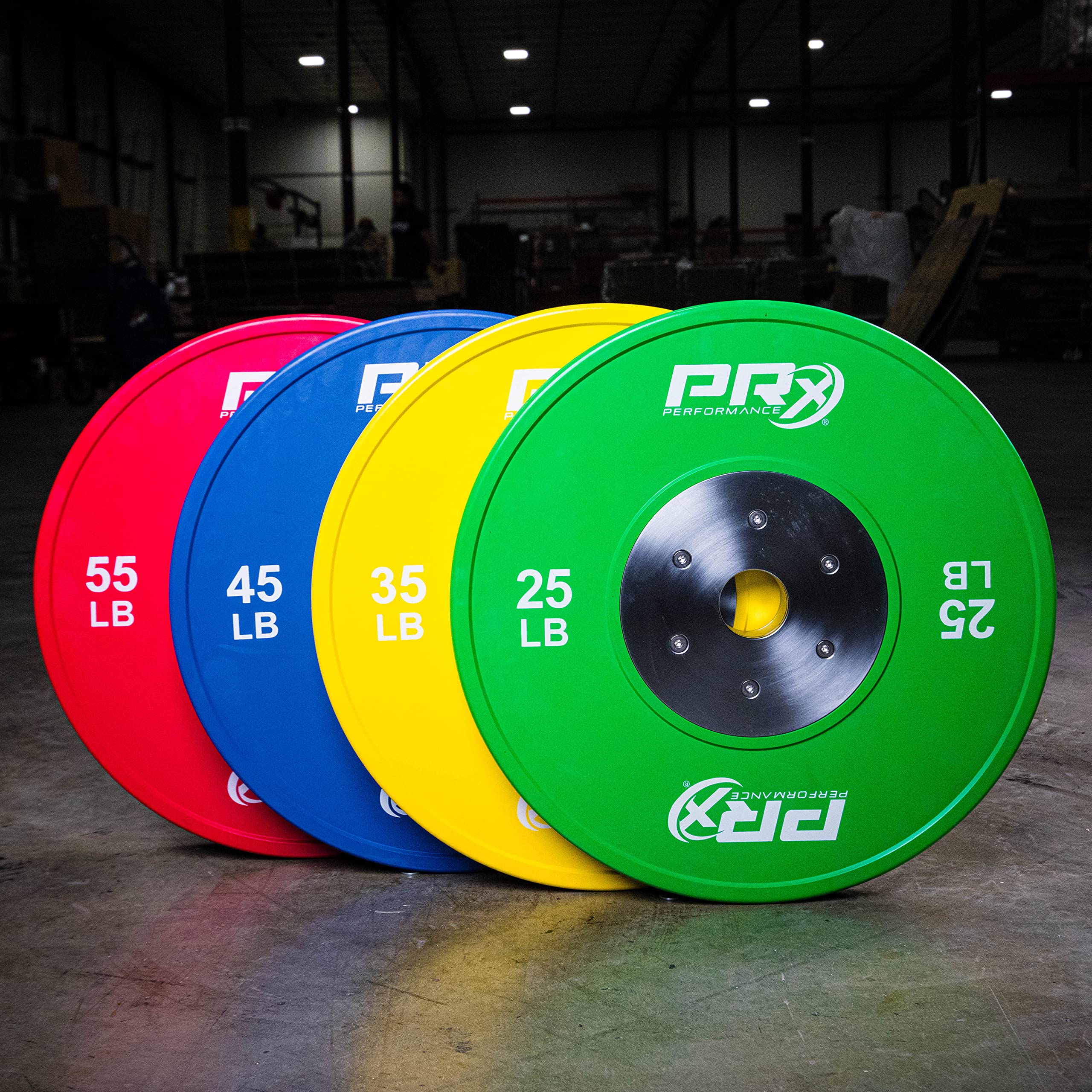 PRx Performance Color Elite Bumper Plate Pairs, Steel Center Insert with 2" Sleeve Hole, Minimal Bounce