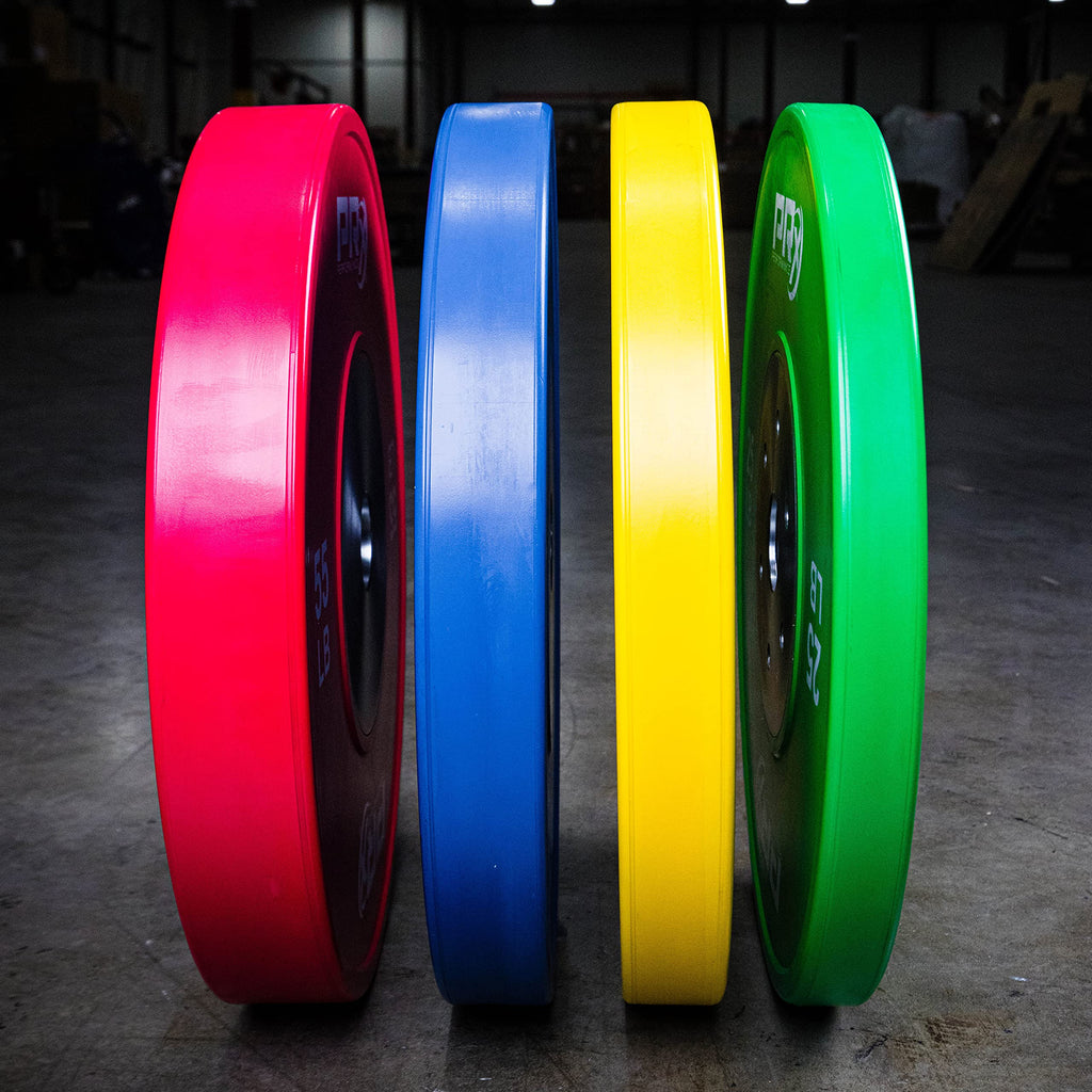 PRx Performance Color Elite Bumper Plate Pairs, Steel Center Insert with 2" Sleeve Hole, Minimal Bounce