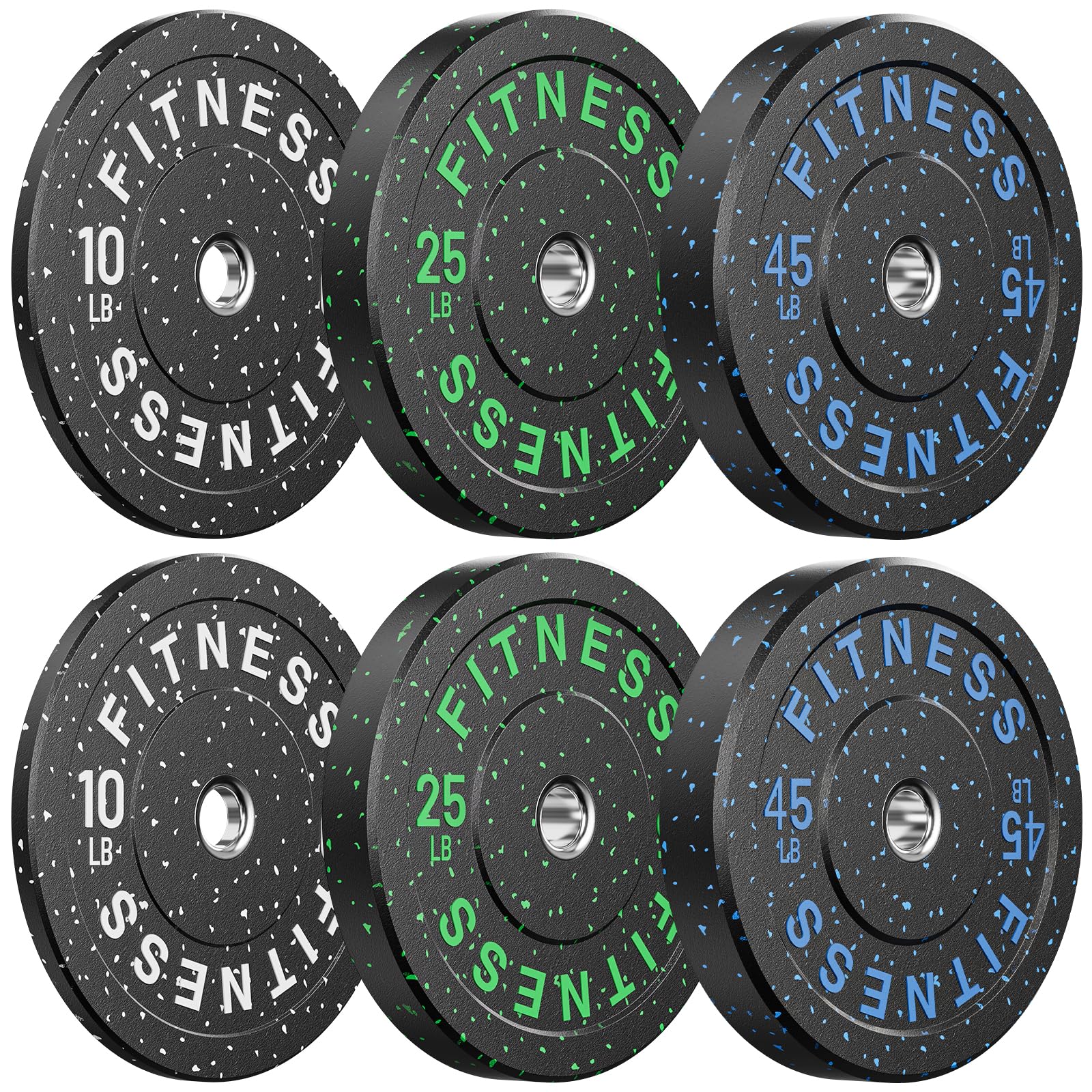 Papababe Weight Plates, 2-Inch Weights Plates Set, Floor Protective Rubber Weight Plates, 10-600lbs Bumper Plates for Barbell Strength Training & Weightlifting (Single/Pair/Full Set)