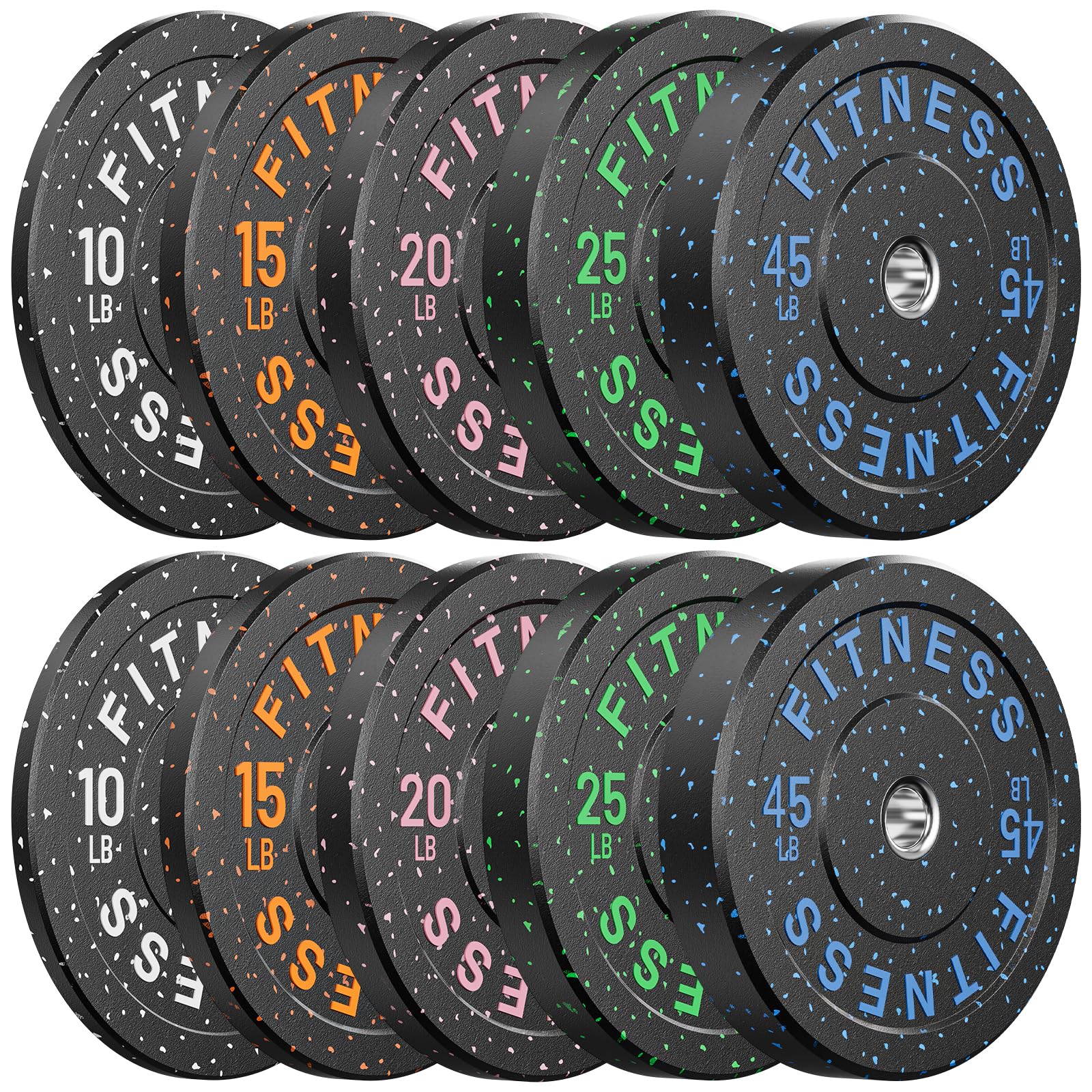 Papababe Weight Plates, 2-Inch Weights Plates Set, Floor Protective Rubber Weight Plates, 10-600lbs Bumper Plates for Barbell Strength Training & Weightlifting (Single/Pair/Full Set)